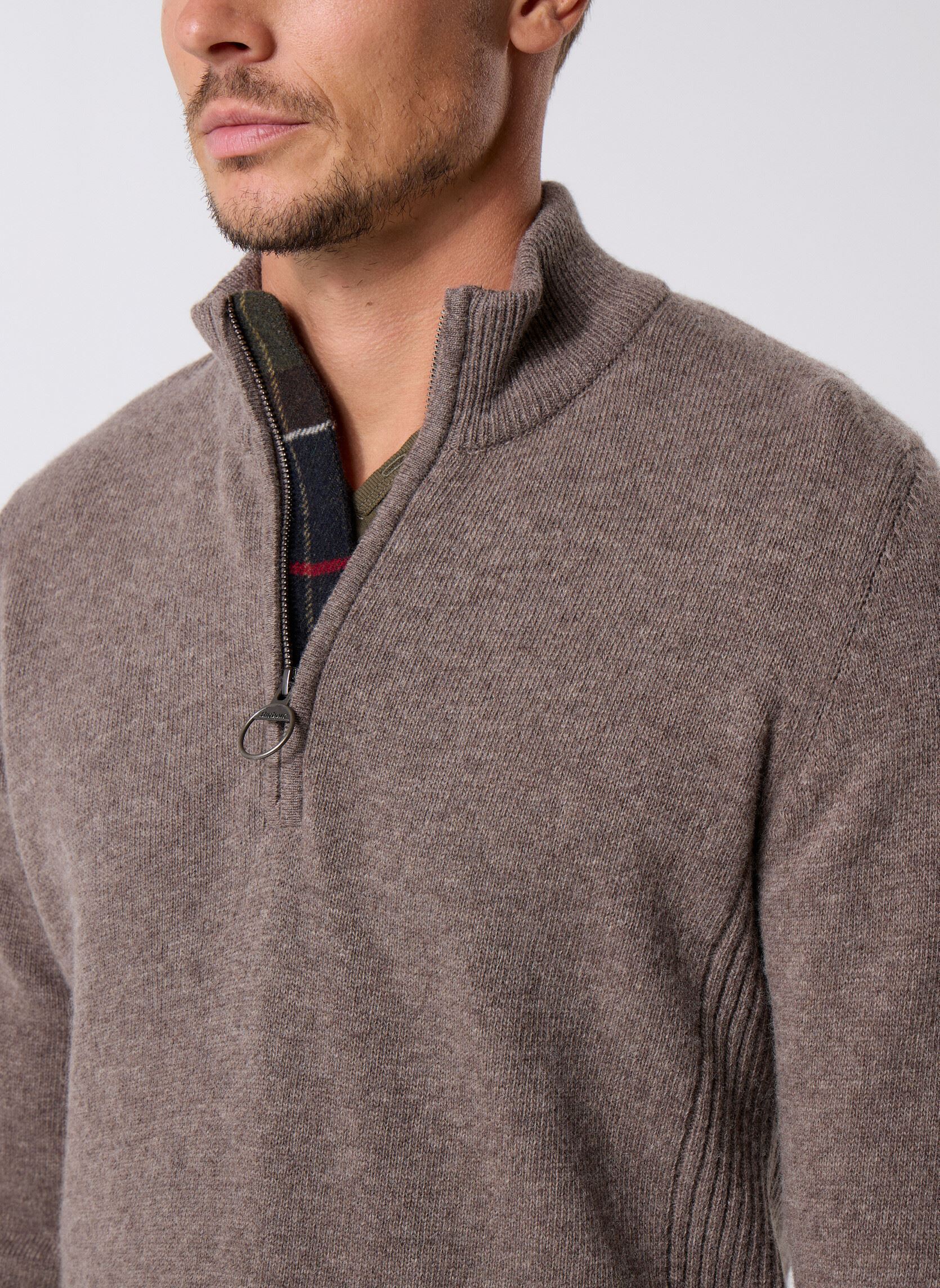 Pulls holden half zip knitted jumper homme violet Barbour Pulls holden half zip knitted jumper homme violet MILITARY MARL