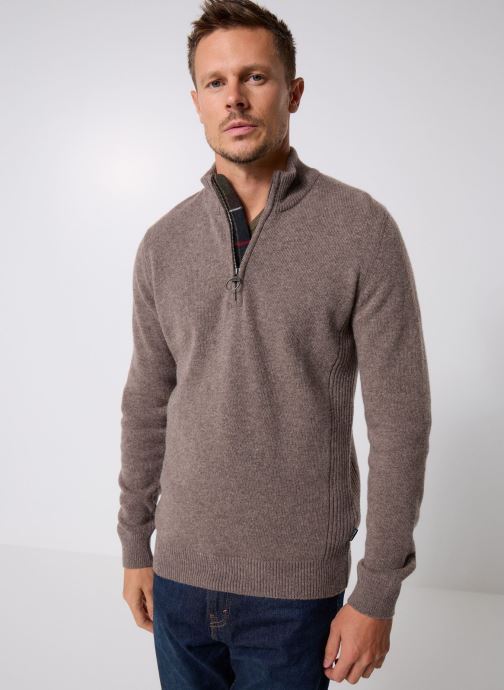 Barbour Pulls holden half zip knitted jumper homme violet