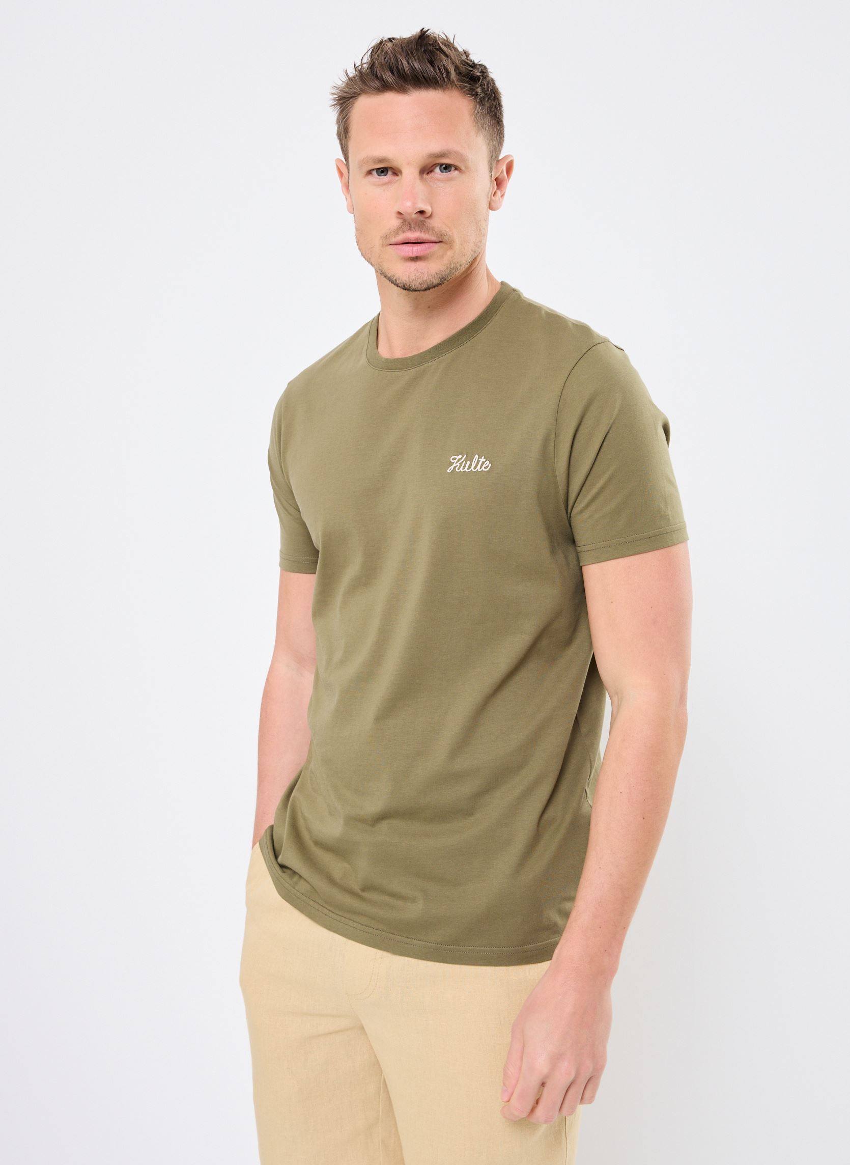 Tee-shirts manches courtes TS SCRIPT homme vert Kulte Tee-shirts manches courtes TS SCRIPT homme vert KAKI