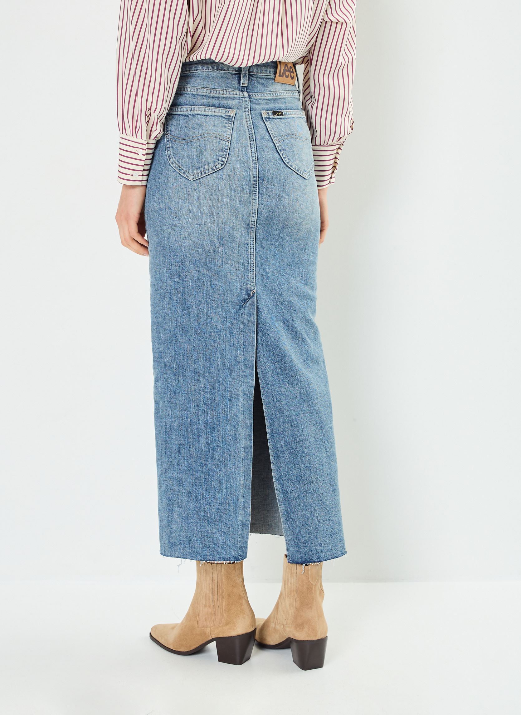 Lange rokken BACK SLIT MAXI SKIRT dames blauw Lee Lange rokken BACK SLIT MAXI SKIRT dames blauw SET FREE