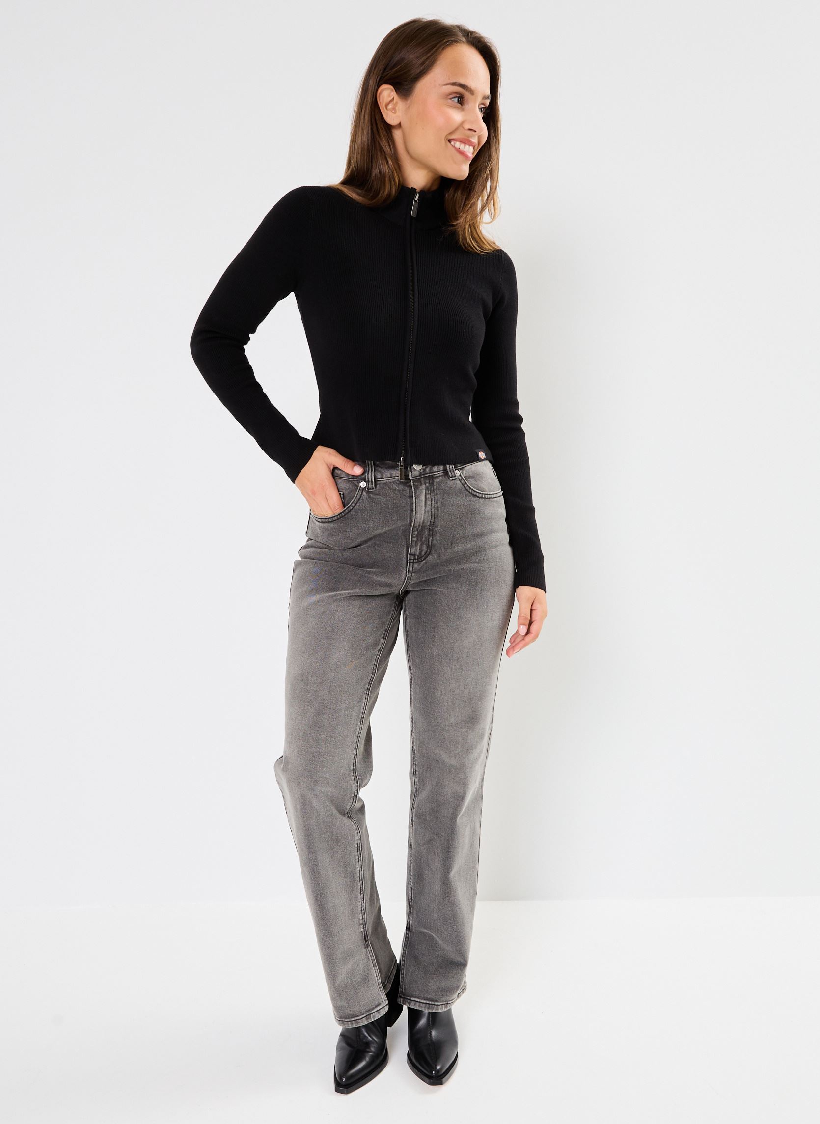 Sweatshirts mit Reißverschluss East Helena Rib Zip-Through W damen schwarz Dickies Sweatshirts mit Reißverschluss East Helena Rib Zip-Through W damen schwarz BLACK