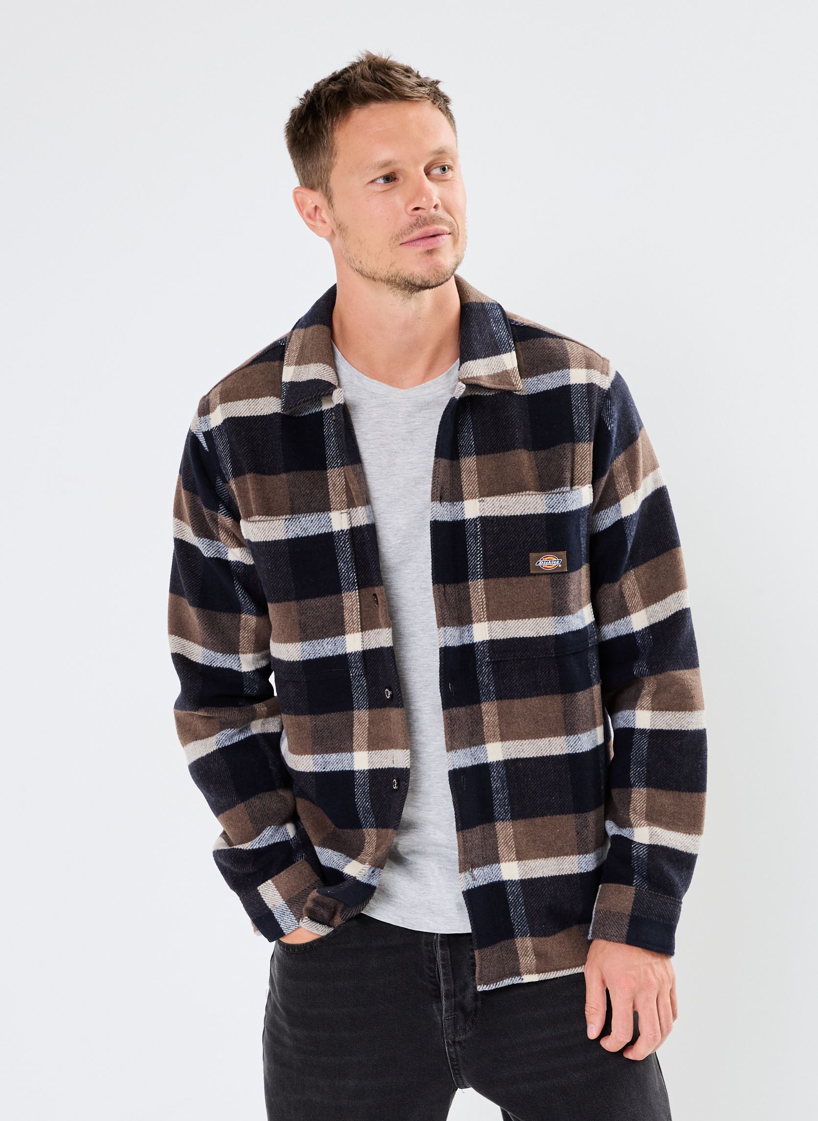 Hemden Plaid coaling ls shirt heren bruin Dickies Hemden Plaid coaling ls shirt heren bruin MUSHROOM