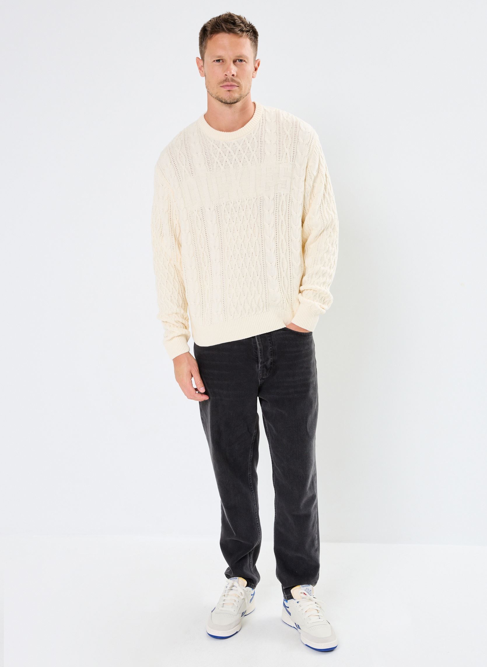 Sweatshirts Dickies script cable sweater heren wit Dickies Sweatshirts Dickies script cable sweater heren wit WHITECAP GRAY