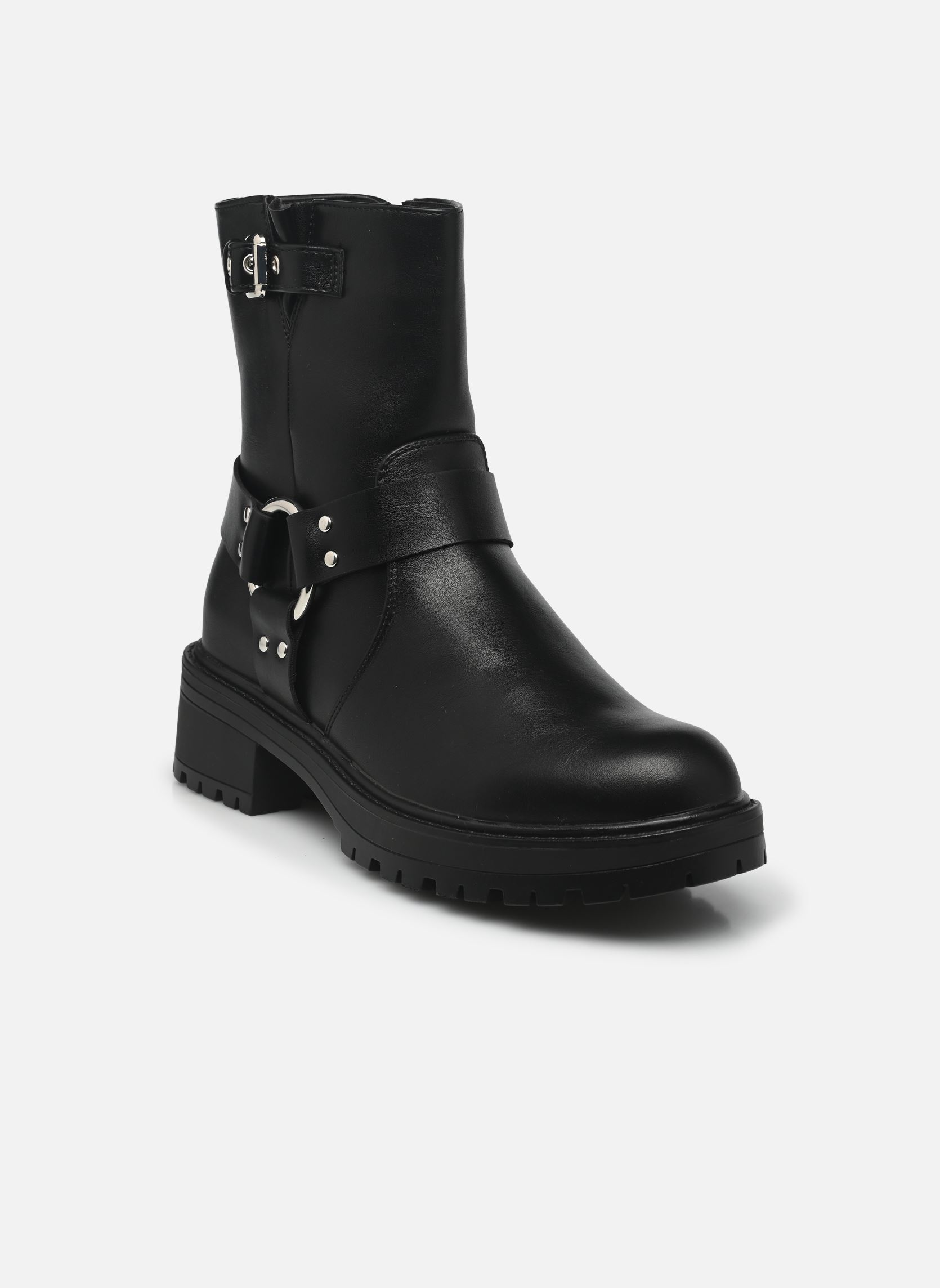 Bottes D'hiver Biker Femme En Cuir Noir – Style Western Gothique Avec Fermeture éclair, Confortables Et Chaudes Pour L'hiver