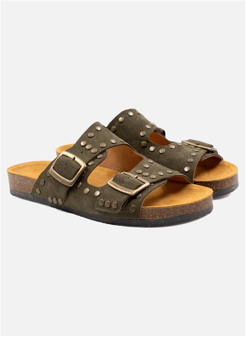 JULES & JENN Mules Mules liège clous cuir daim vert femme vert