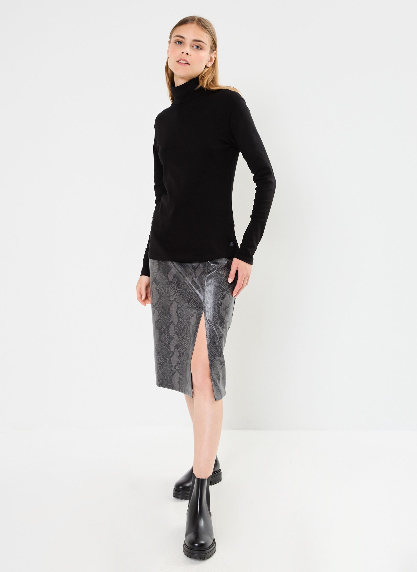Tee-shirts manches longues Tee-Shirt L'Iconique Col Roulé En Coton femme noir Petit Bateau Tee-shirts manches longues Tee-Shirt L'Iconique Col Roulé En Coton femme noir BLACK