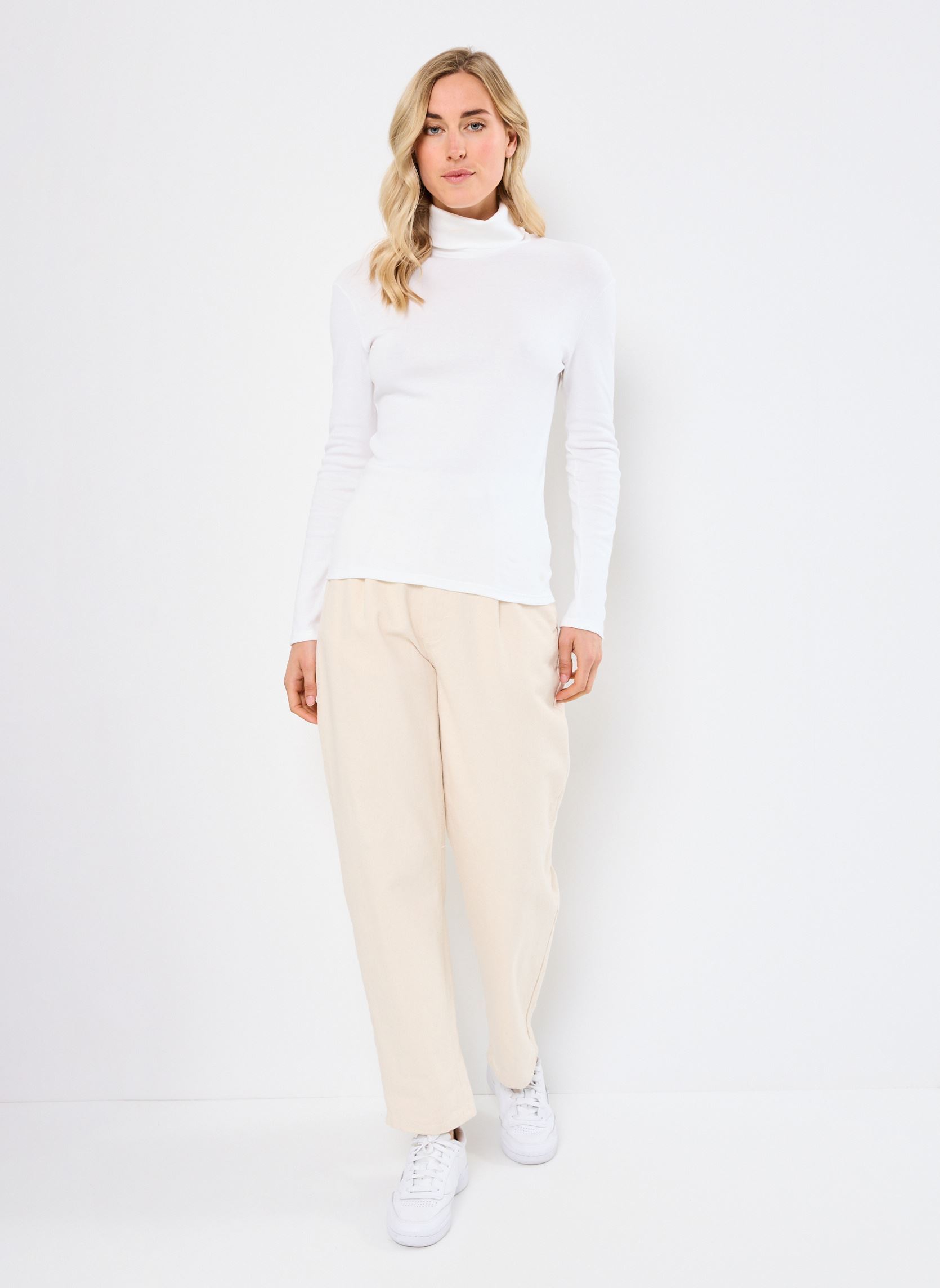 Tee-shirts manches longues Tee-Shirt L'Iconique Col Roulé En Coton femme blanc Petit Bateau Tee-shirts manches longues Tee-Shirt L'Iconique Col Roulé En Coton femme blanc ECUME