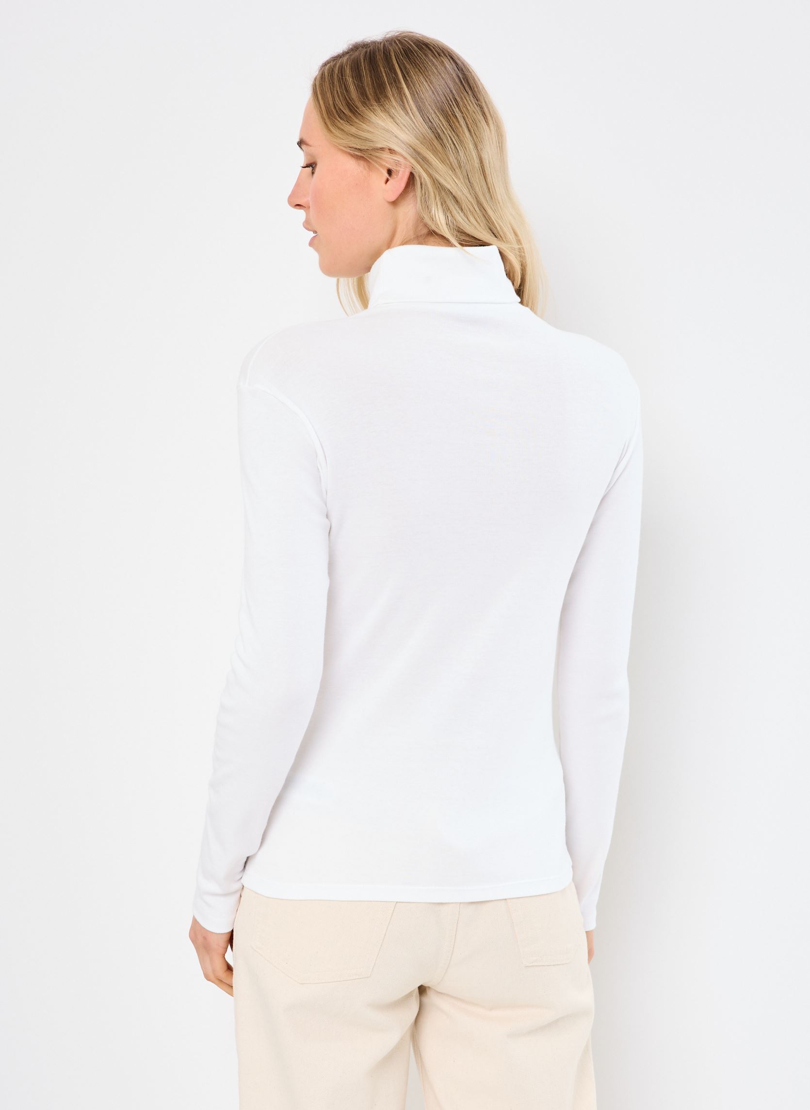 Tee-shirts manches longues Tee-Shirt L'Iconique Col Roulé En Coton femme blanc Petit Bateau Tee-shirts manches longues Tee-Shirt L'Iconique Col Roulé En Coton femme blanc ECUME