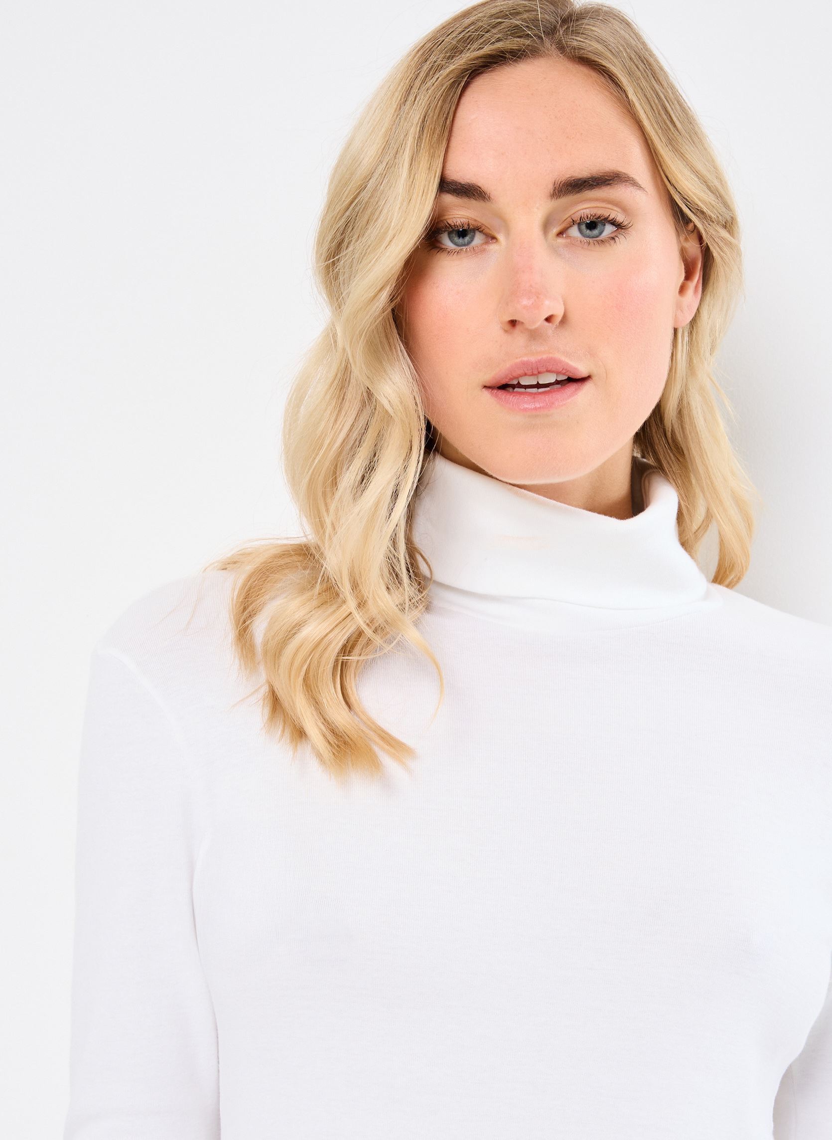 Tee-shirts manches longues Tee-Shirt L'Iconique Col Roulé En Coton femme blanc Petit Bateau Tee-shirts manches longues Tee-Shirt L'Iconique Col Roulé En Coton femme blanc ECUME