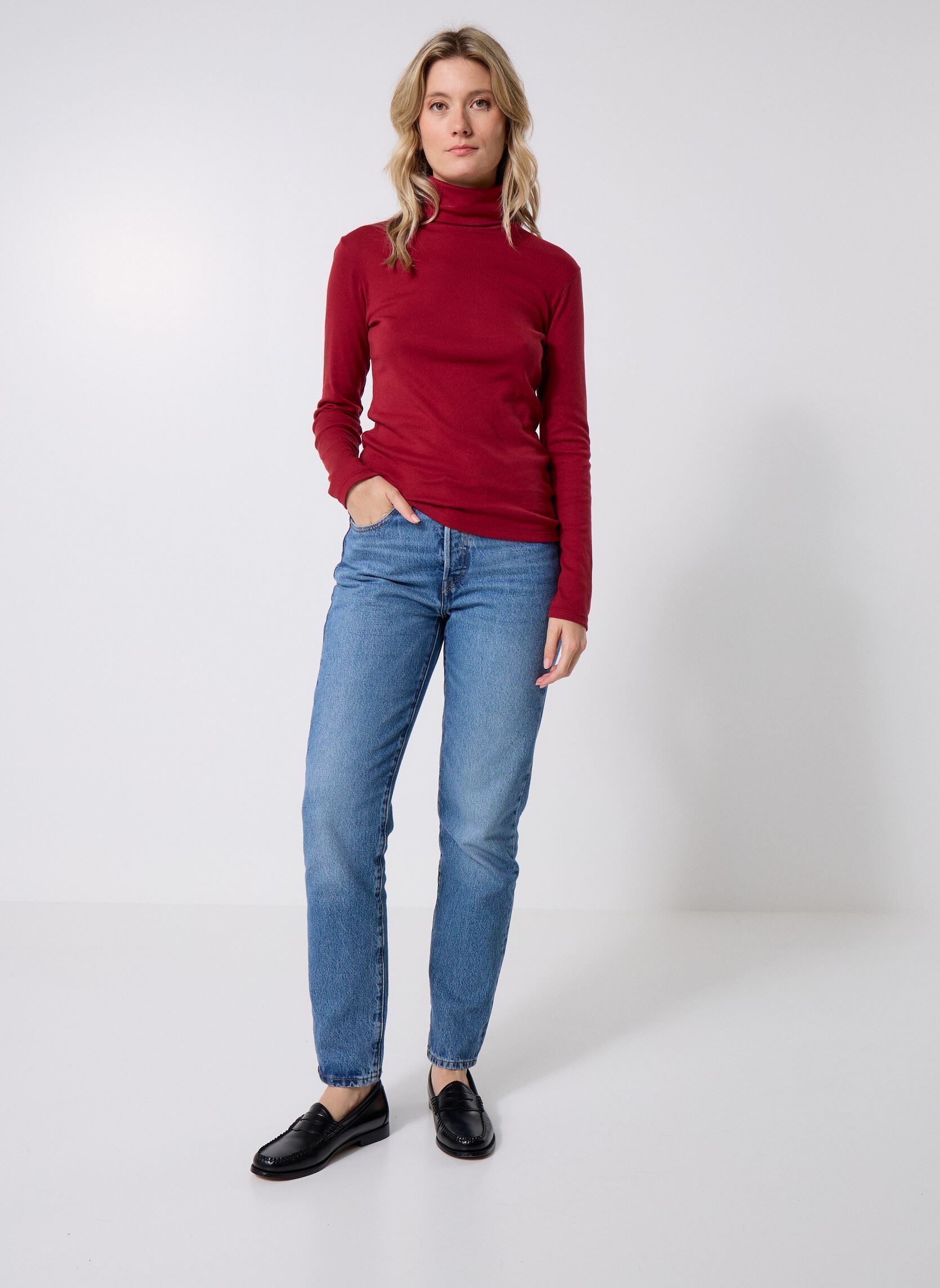 Langarm-T-Shirts Tee-Shirt L'Iconique Col Roulé En Coton damen rot Petit Bateau Langarm-T-Shirts Tee-Shirt L'Iconique Col Roulé En Coton damen rot AMARANTE