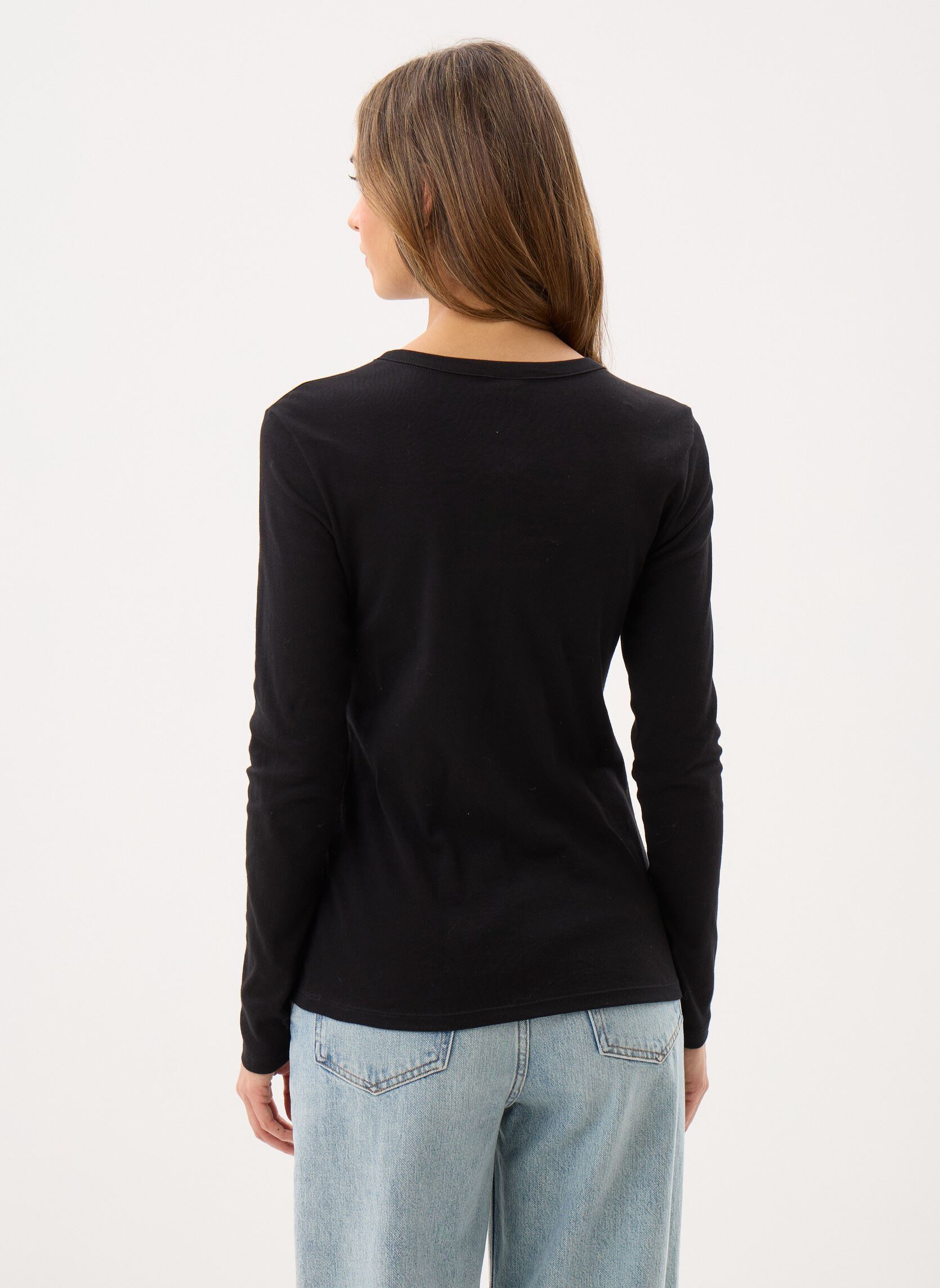 Tee-shirts manches longues T-shirt l'iconique manches longues col r femme noir Petit Bateau Tee-shirts manches longues T-shirt l'iconique manches longues col r femme noir BLACK