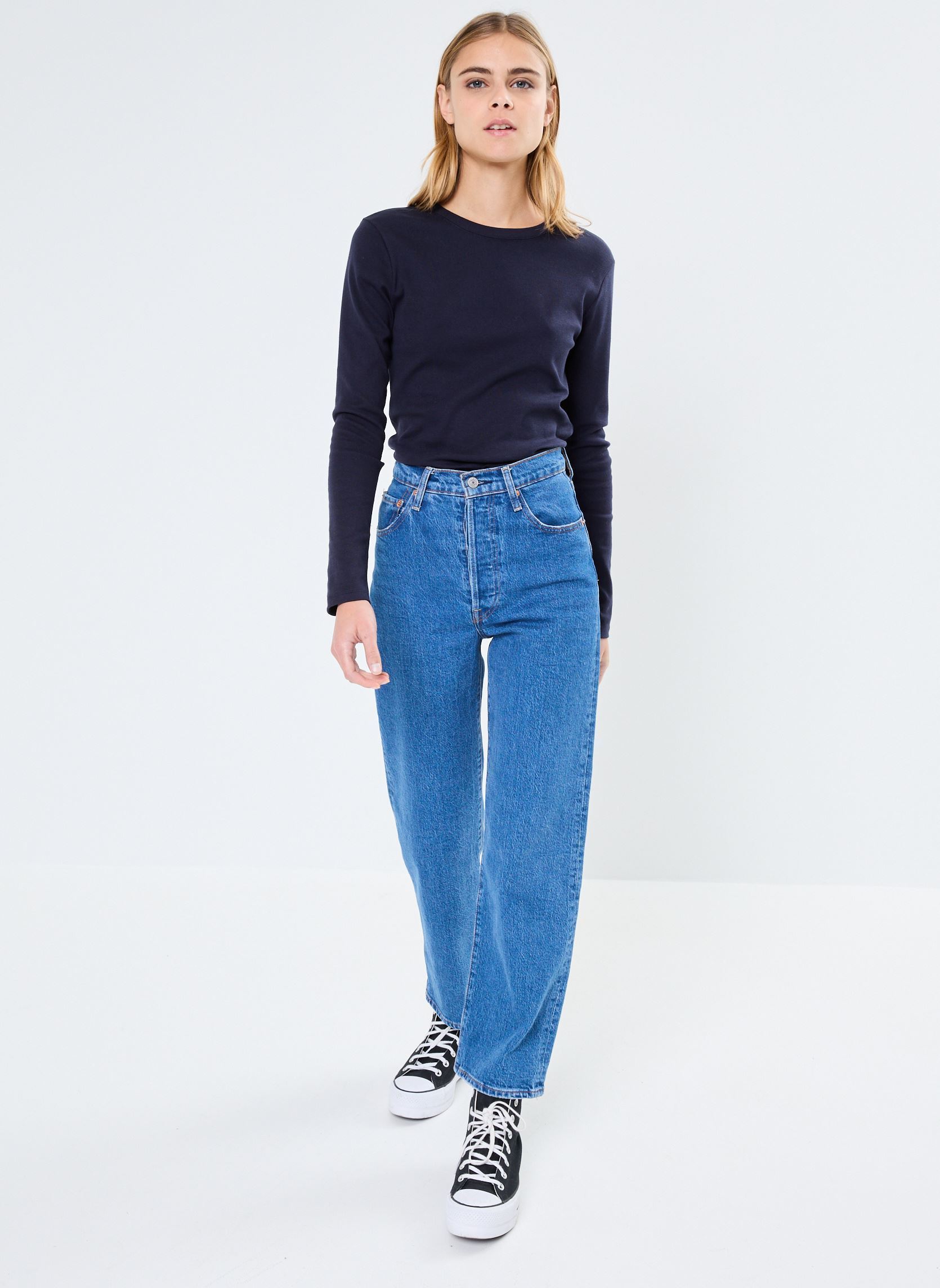 Tee-shirts manches longues T-shirt l'iconique manches longues col r femme bleu Petit Bateau Tee-shirts manches longues T-shirt l'iconique manches longues col r femme bleu SMOKING