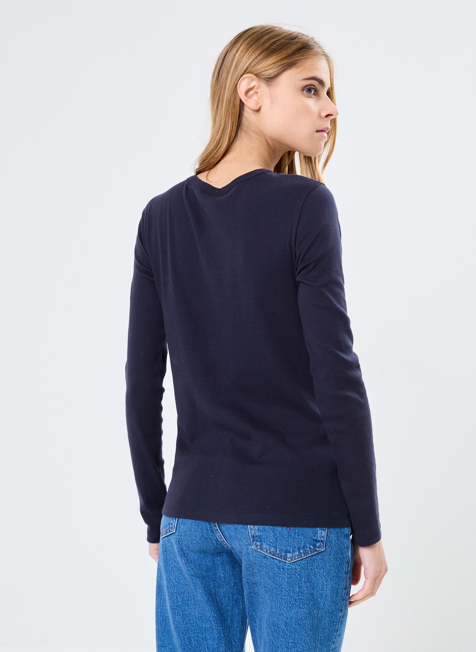 Tee-shirts manches longues T-shirt l'iconique manches longues col r femme bleu Petit Bateau Tee-shirts manches longues T-shirt l'iconique manches longues col r femme bleu SMOKING