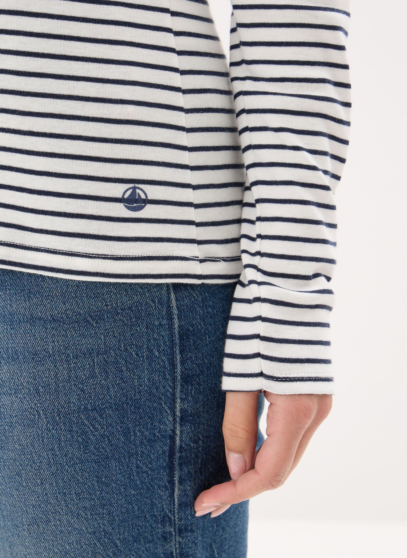 Tee-shirts manches longues T-shirt l'iconique manches longues col r femme blanc Petit Bateau Tee-shirts manches longues T-shirt l'iconique manches longues col r femme blanc MARSHMALLOW/SMOKING