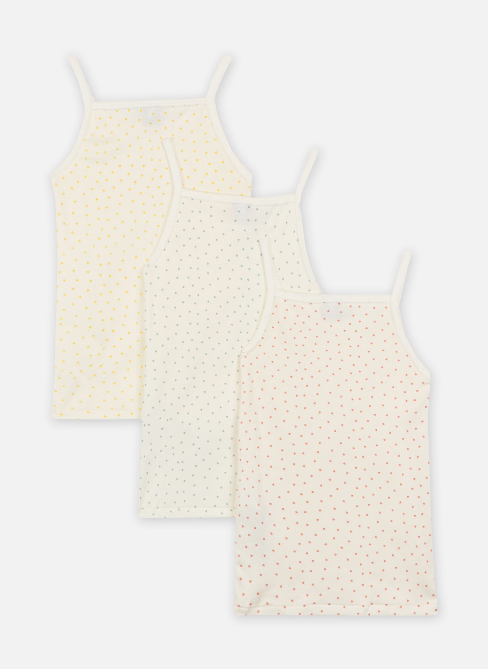 Débardeurs Lot de 3 chemises à bretelles petits cœu fille multicolore Petit Bateau Débardeurs Lot de 3 chemises à bretelles petits cœu fille multicolore Variante 1