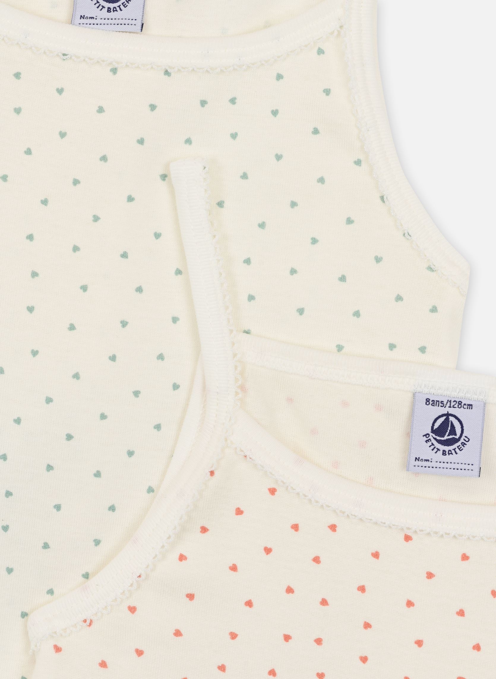 Débardeurs Lot de 3 chemises à bretelles petits cœu fille multicolore Petit Bateau Débardeurs Lot de 3 chemises à bretelles petits cœu fille multicolore Variante 1