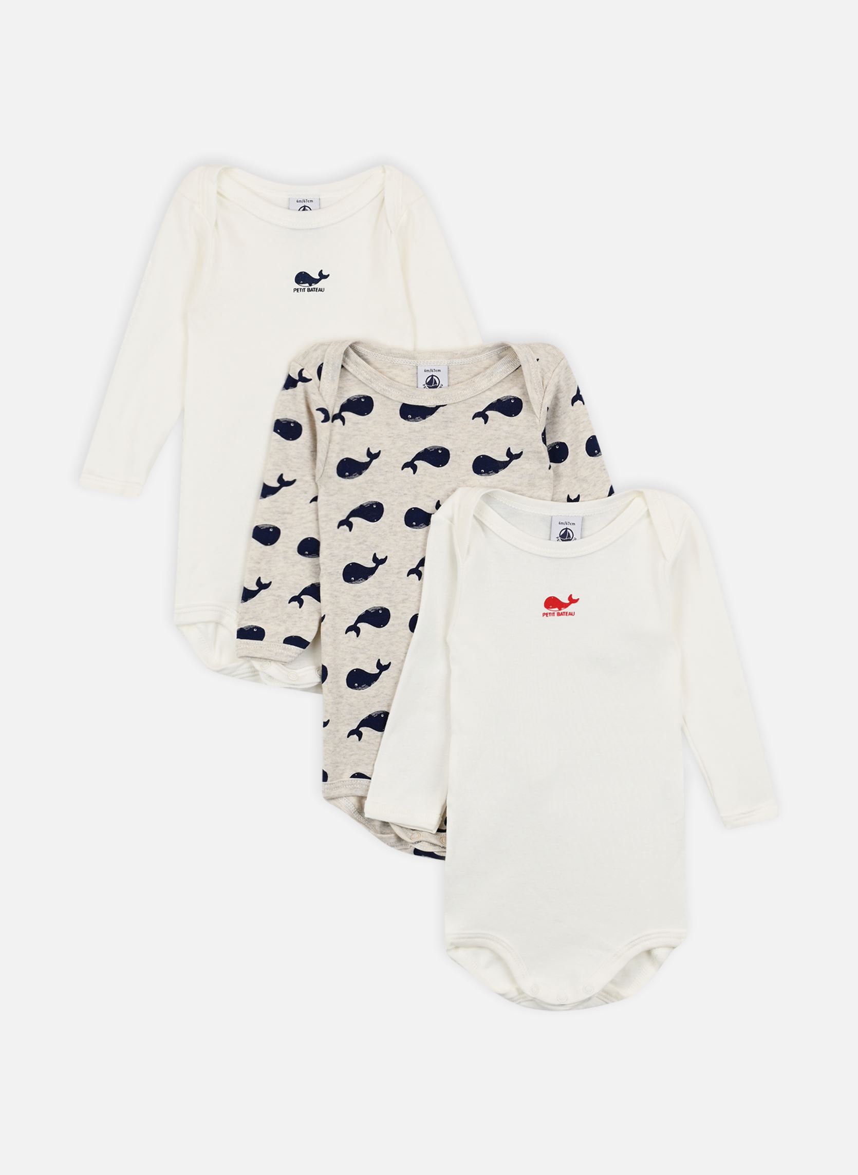Vêtements Petit Bateau 3 Bodies US ML A0BG800 pour Accessoires