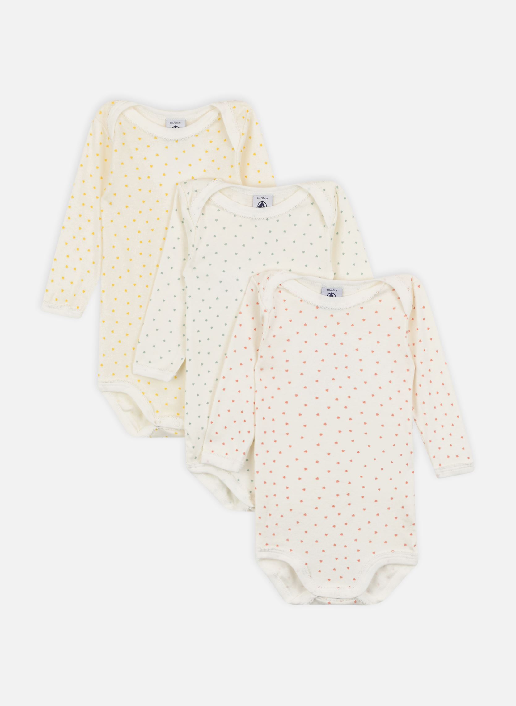 Vêtements Petit Bateau Lot de 3 Bodies Manches Longues Cœur de Beurre pour Accessoires