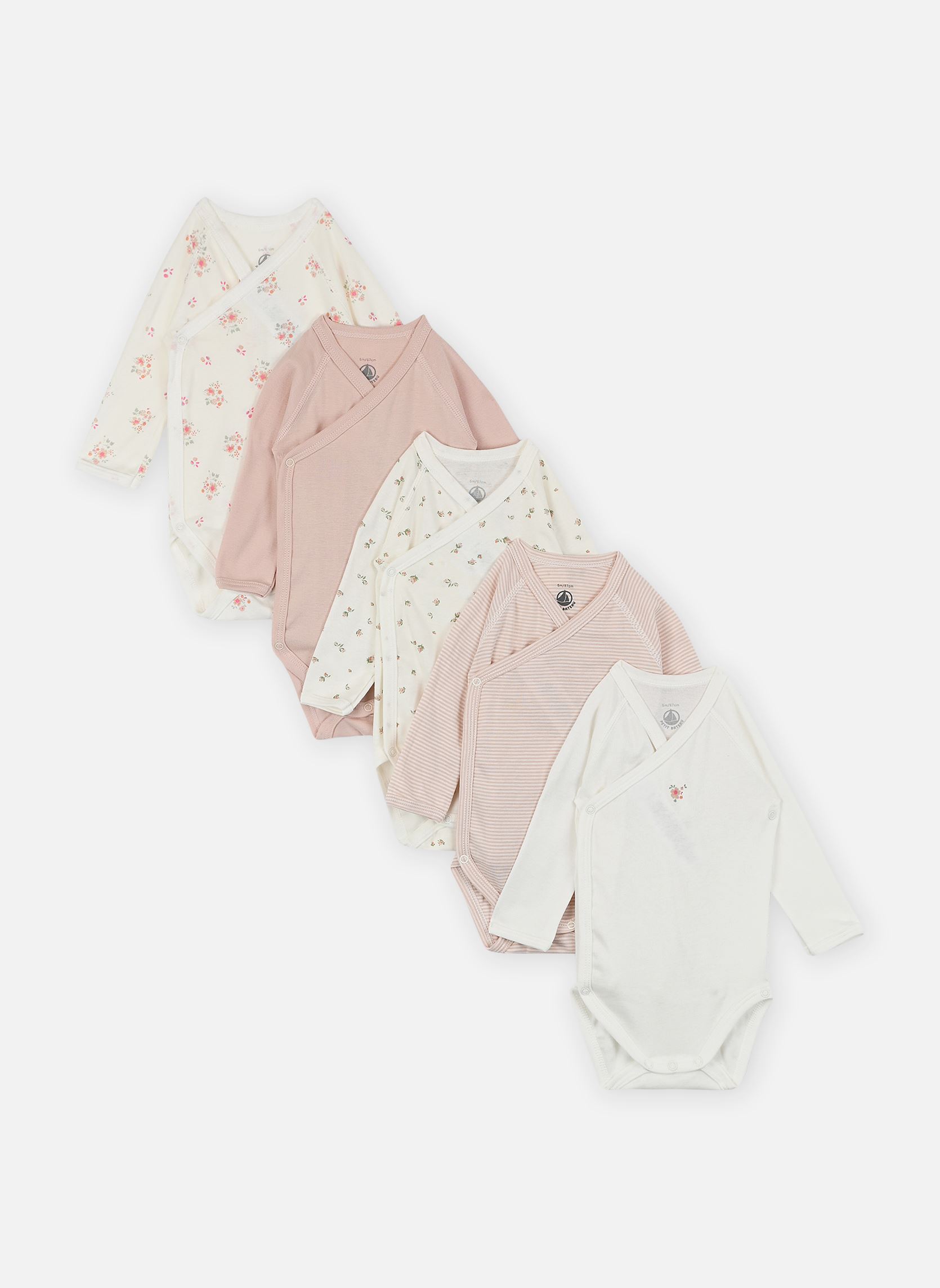 Vêtements Petit Bateau Lot de 5 bodies croisés manches longues Fleurs pour Accessoires