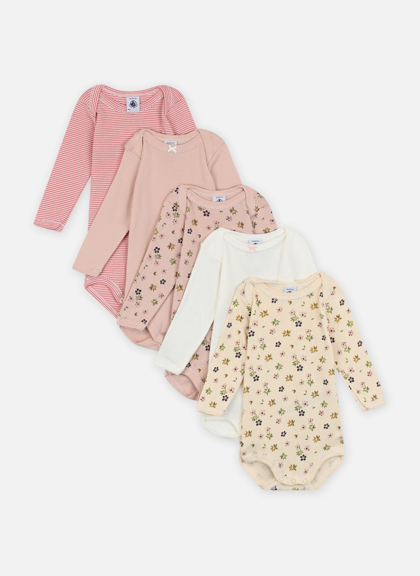 Rompertjes sets 5 Bodies US ML A0BGT00 meisjes meerkleurig Petit Bateau Rompertjes sets 5 Bodies US ML A0BGT00 meisjes meerkleurig VARIANTE 1