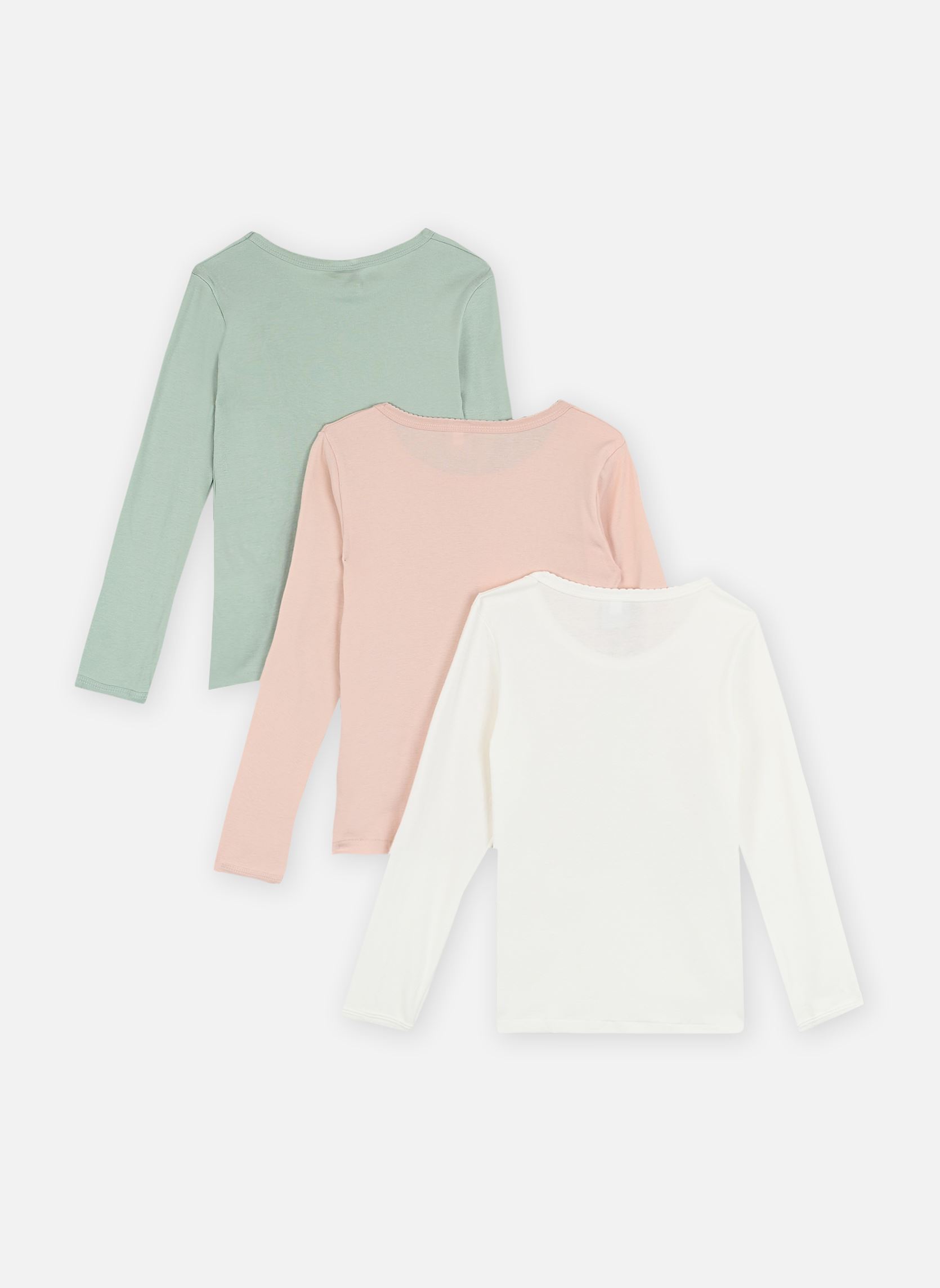 Tee-shirts manches longues 3 Tee Shirts ML A0BOB00 fille multicolore Petit Bateau Tee-shirts manches longues 3 Tee Shirts ML A0BOB00 fille multicolore VARIANTE 1