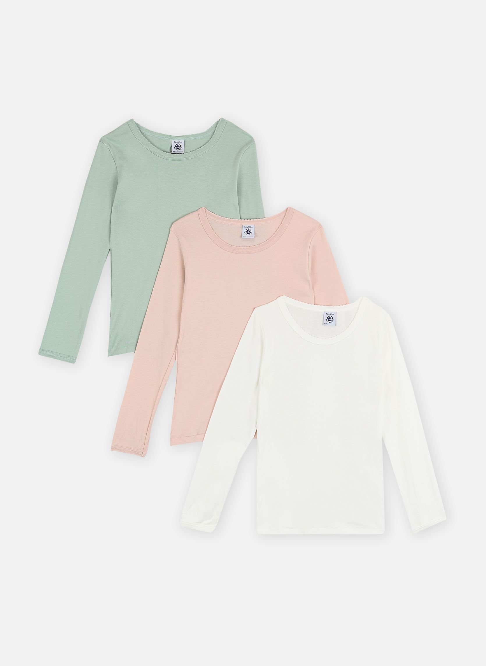 Tee-shirts manches longues 3 Tee Shirts ML A0BOB00 fille multicolore Petit Bateau Tee-shirts manches longues 3 Tee Shirts ML A0BOB00 fille multicolore VARIANTE 1