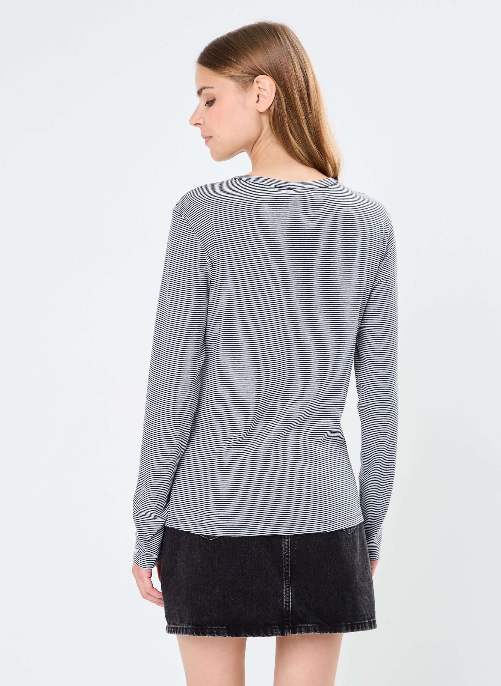 Tee-shirts Tee Shirt ML Iconique Col Rond femme bleu Petit Bateau Tee-shirts Tee Shirt ML Iconique Col Rond femme bleu SMOKING/MARSHMALLOW