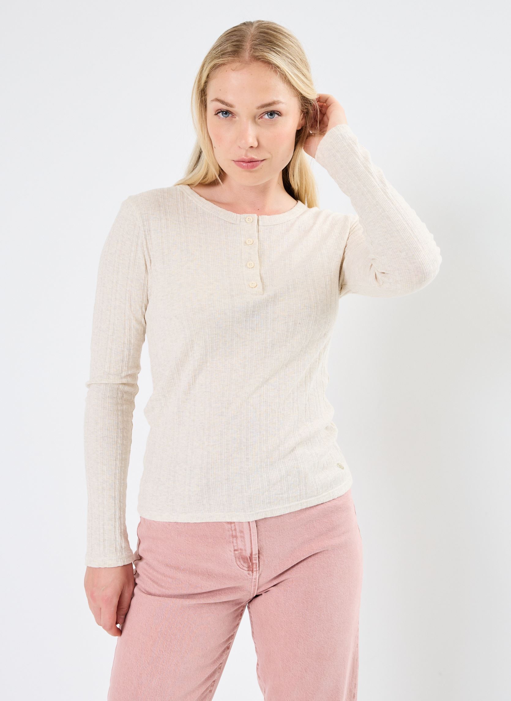 Vêtements Petit Bateau Tee Shirt ML Iconique Col Tunisien pour Accessoires