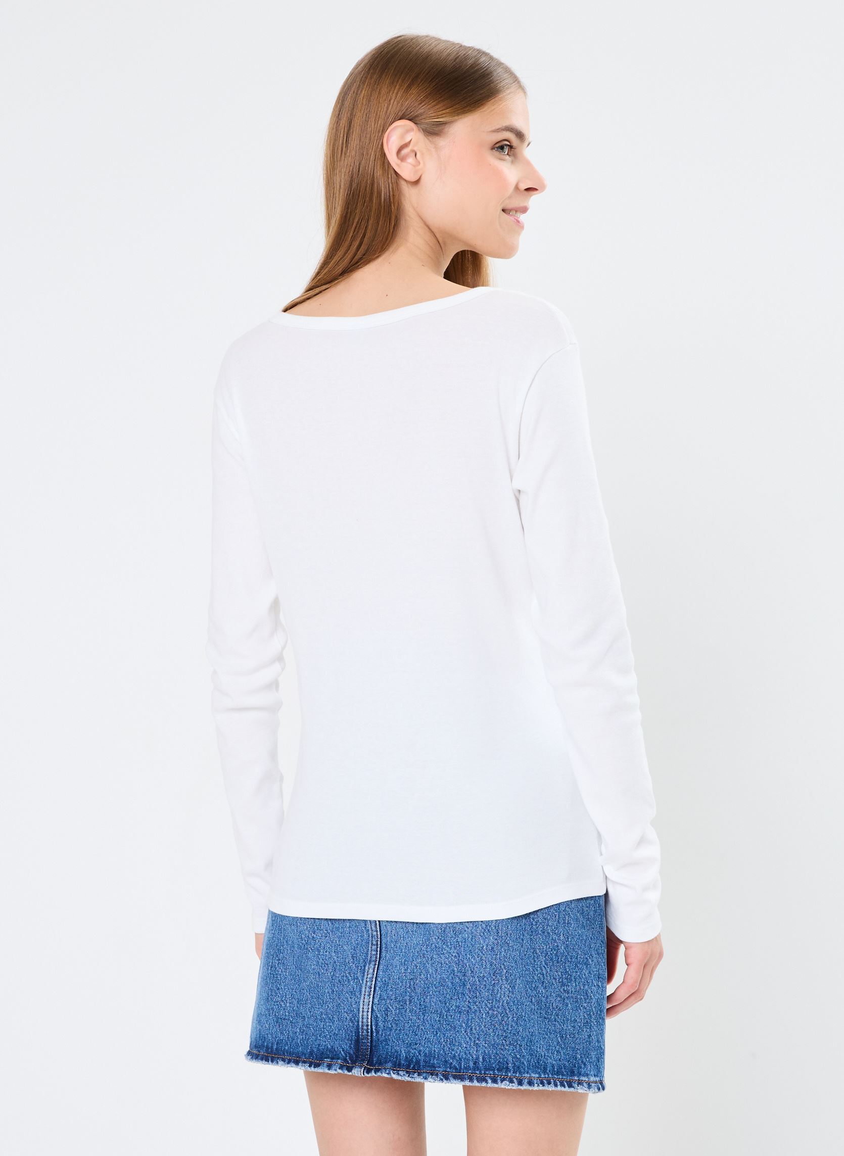 Tee-shirts manches longues T-shirt l'iconique manches longues col V femme blanc Petit Bateau Tee-shirts manches longues T-shirt l'iconique manches longues col V femme blanc ECUME