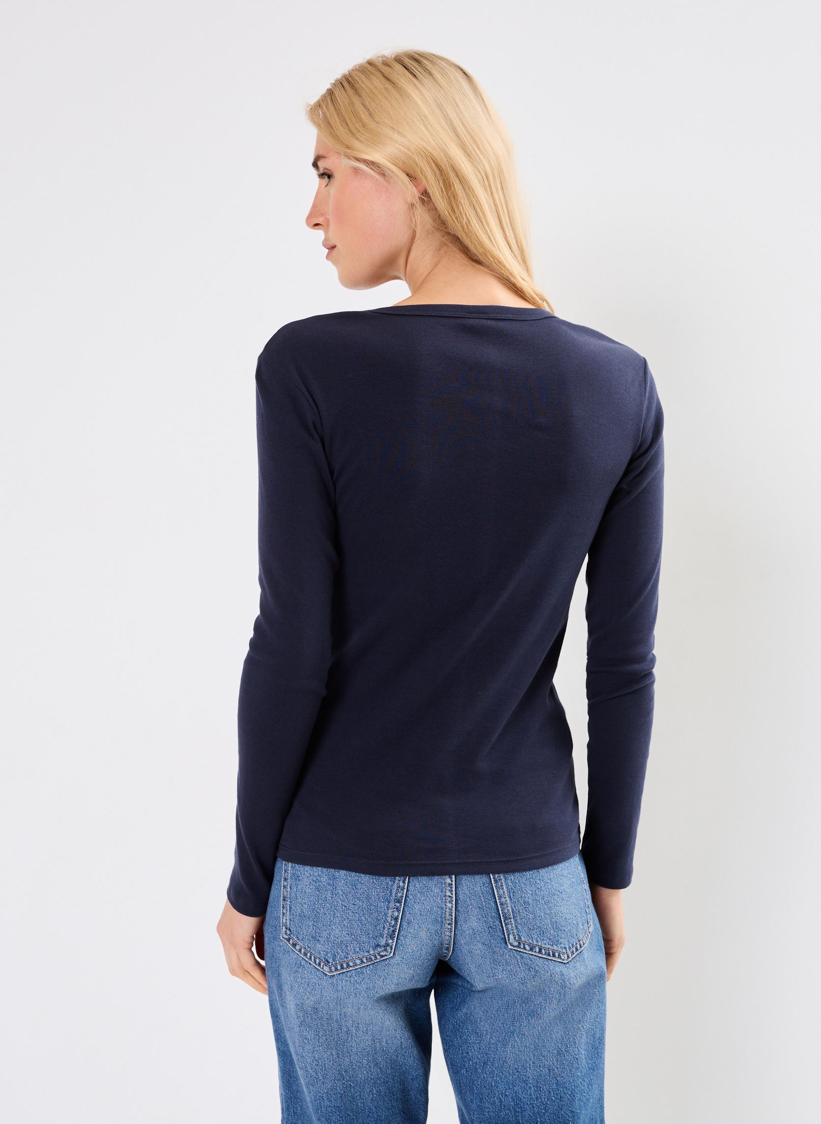 T-shirt a maniche lunghe T-shirt l'iconique manches longues col V donna blu Petit Bateau T-shirt a maniche lunghe T-shirt l'iconique manches longues col V donna blu SMOKING