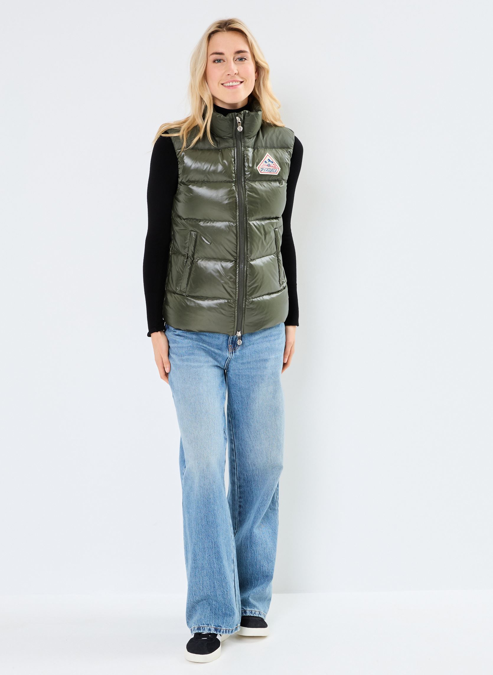 Daunenwesten JOHN 3 SHINY W - UNISEXE damen grün Pyrenex Daunenwesten JOHN 3 SHINY W - UNISEXE damen grün Deep Khaki