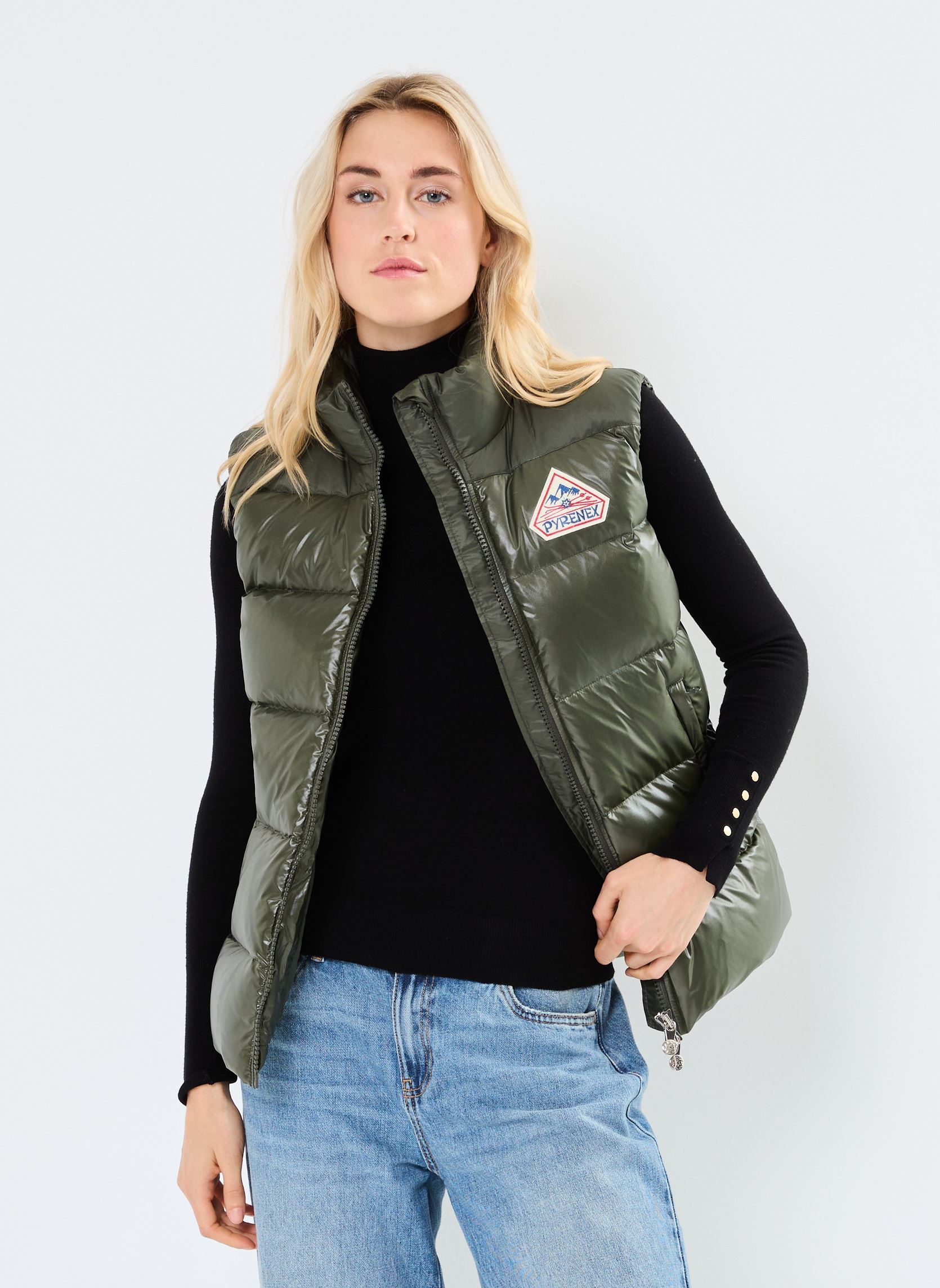 Daunenwesten JOHN 3 SHINY W - UNISEXE damen grün Pyrenex Daunenwesten JOHN 3 SHINY W - UNISEXE damen grün Deep Khaki