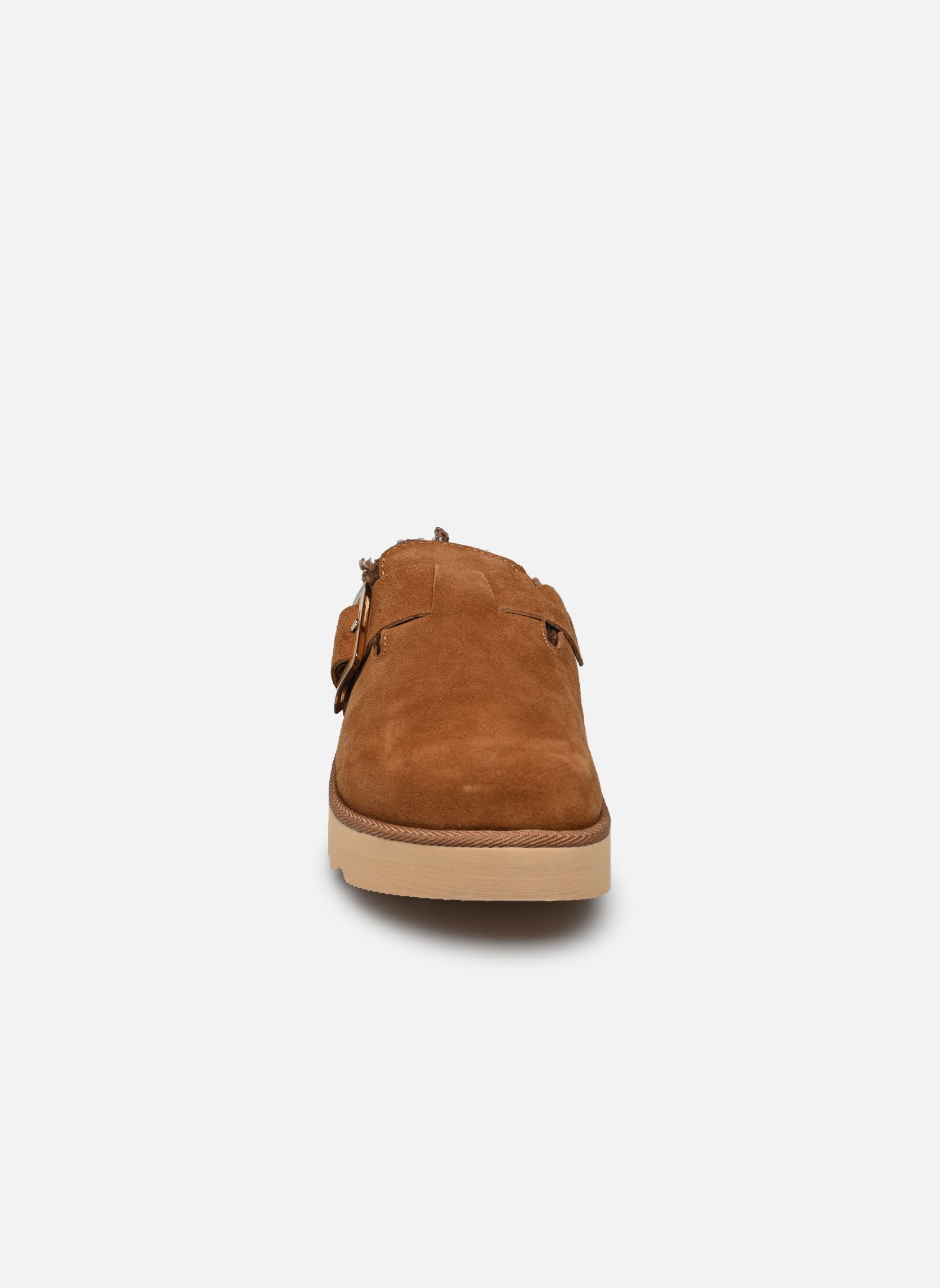 Pantoletten und Clogs Cow suede platform sabot damen braun Colors of California Pantoletten und Clogs Cow suede platform sabot damen braun COGNAC