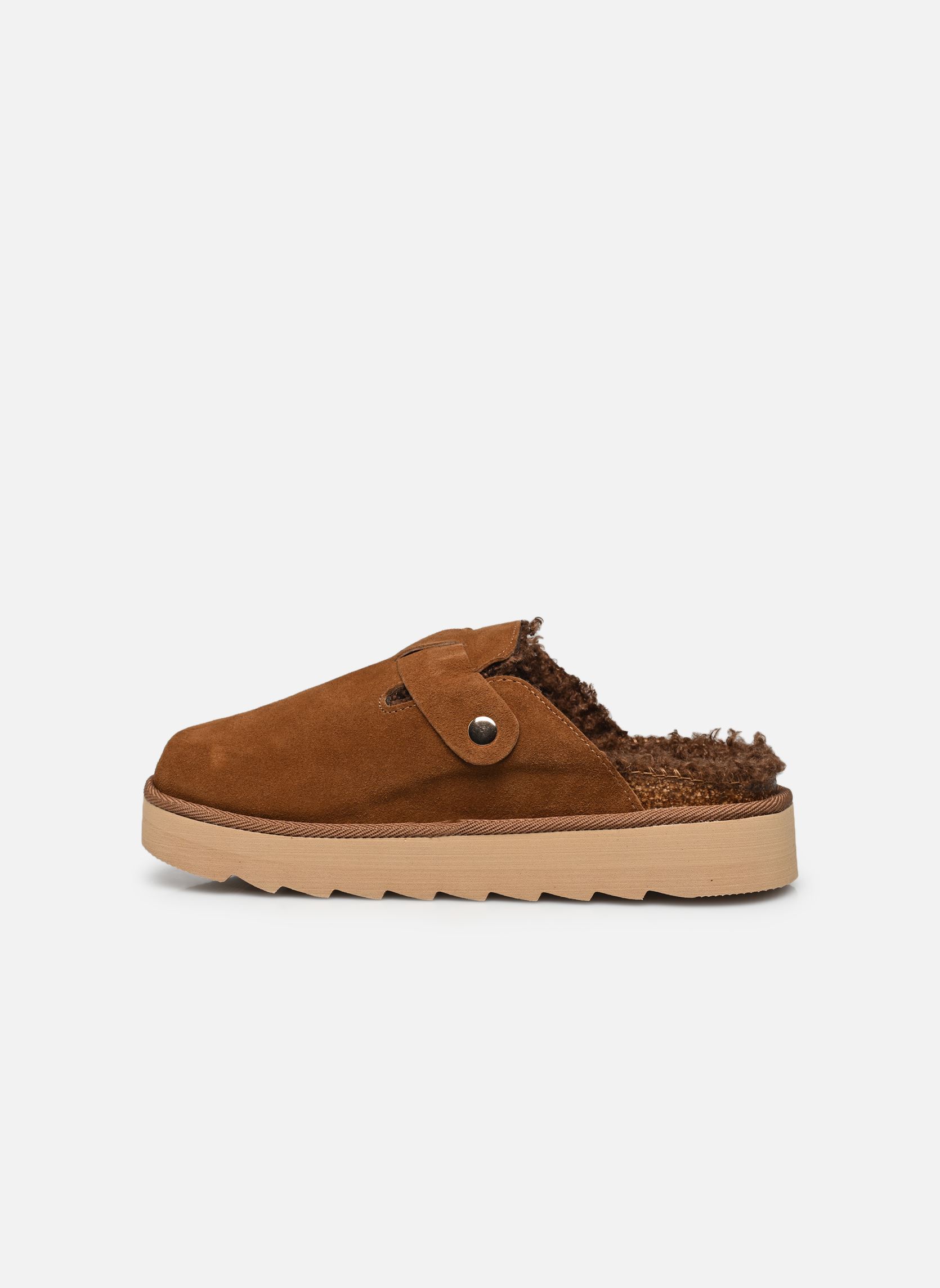 Pantoletten und Clogs Cow suede platform sabot damen braun Colors of California Pantoletten und Clogs Cow suede platform sabot damen braun COGNAC