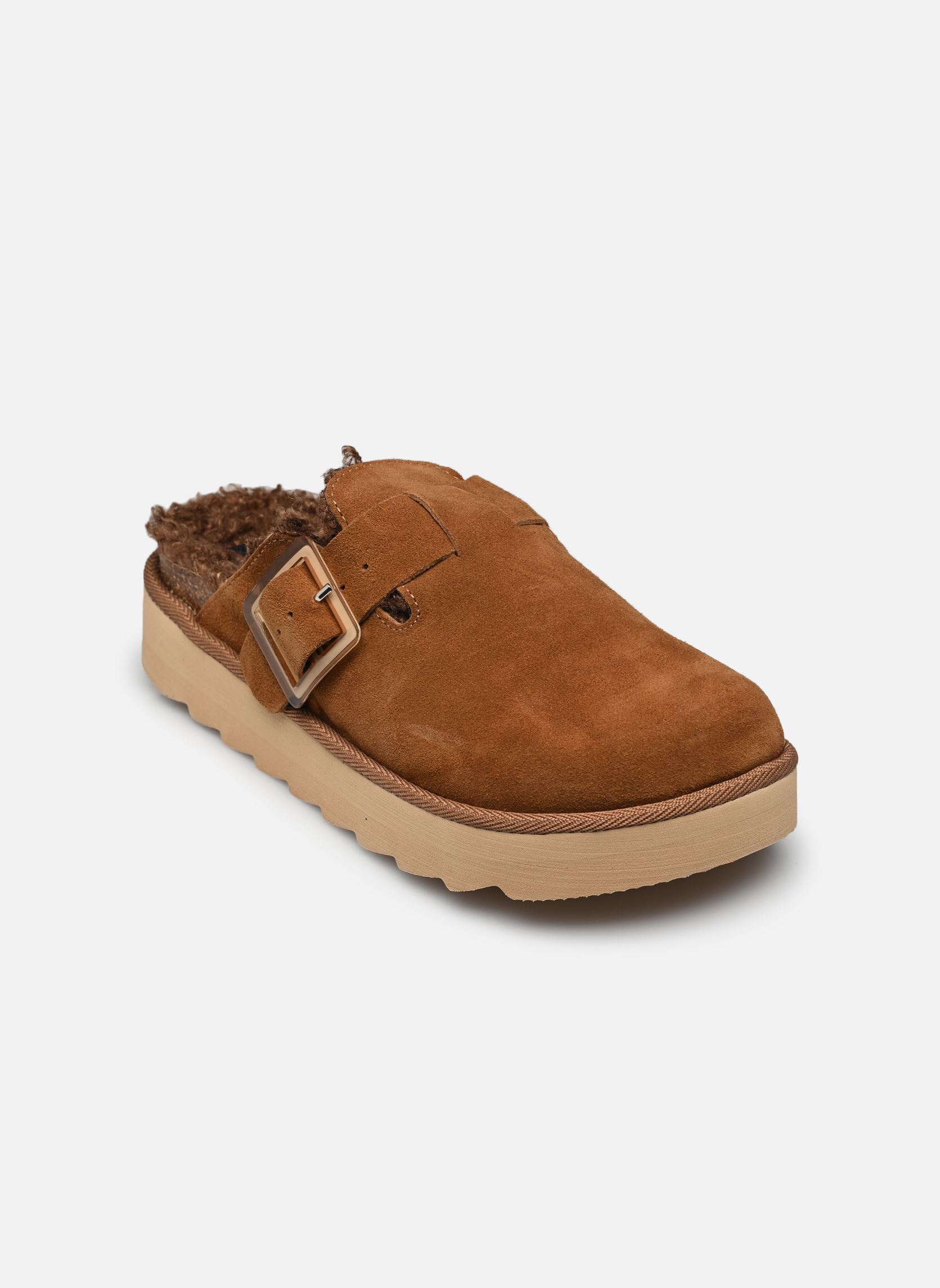 Pantoletten und Clogs Cow suede platform sabot damen braun Colors of California Pantoletten und Clogs Cow suede platform sabot damen braun COGNAC