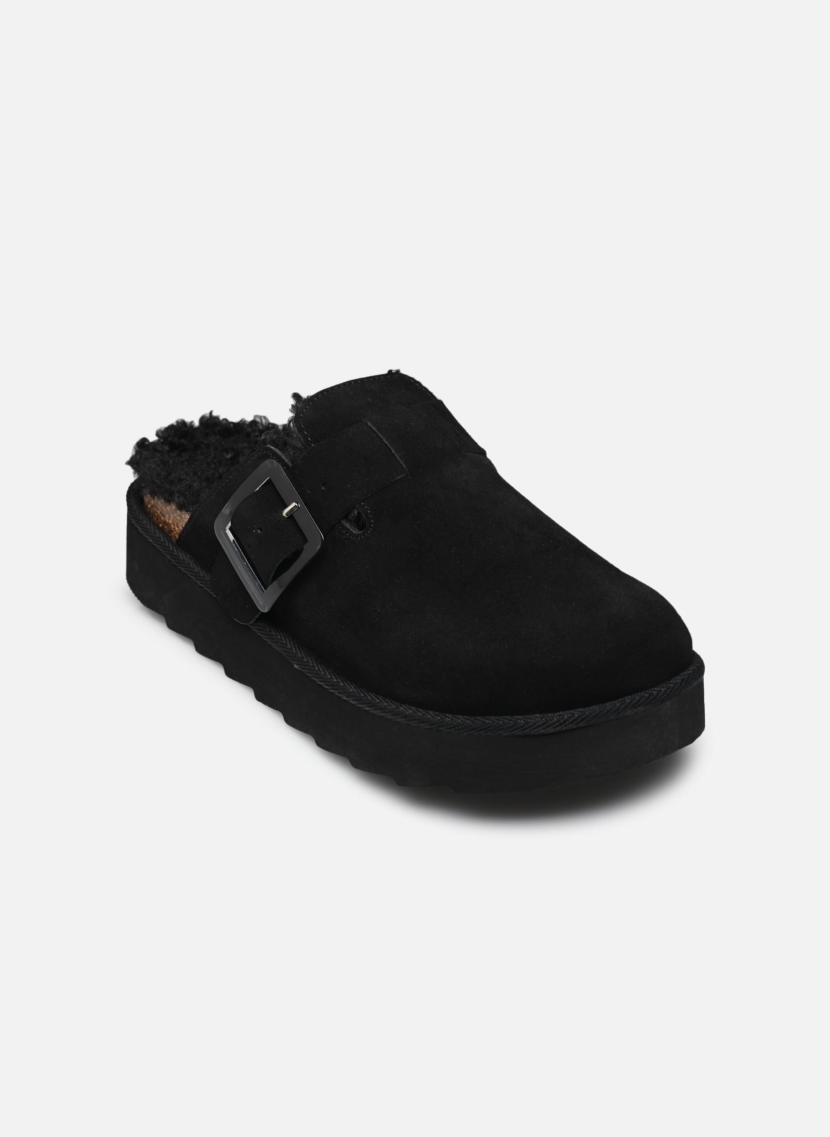Pantoletten und Clogs Cow suede platform sabot damen schwarz Colors of California Pantoletten und Clogs Cow suede platform sabot damen schwarz BLACK