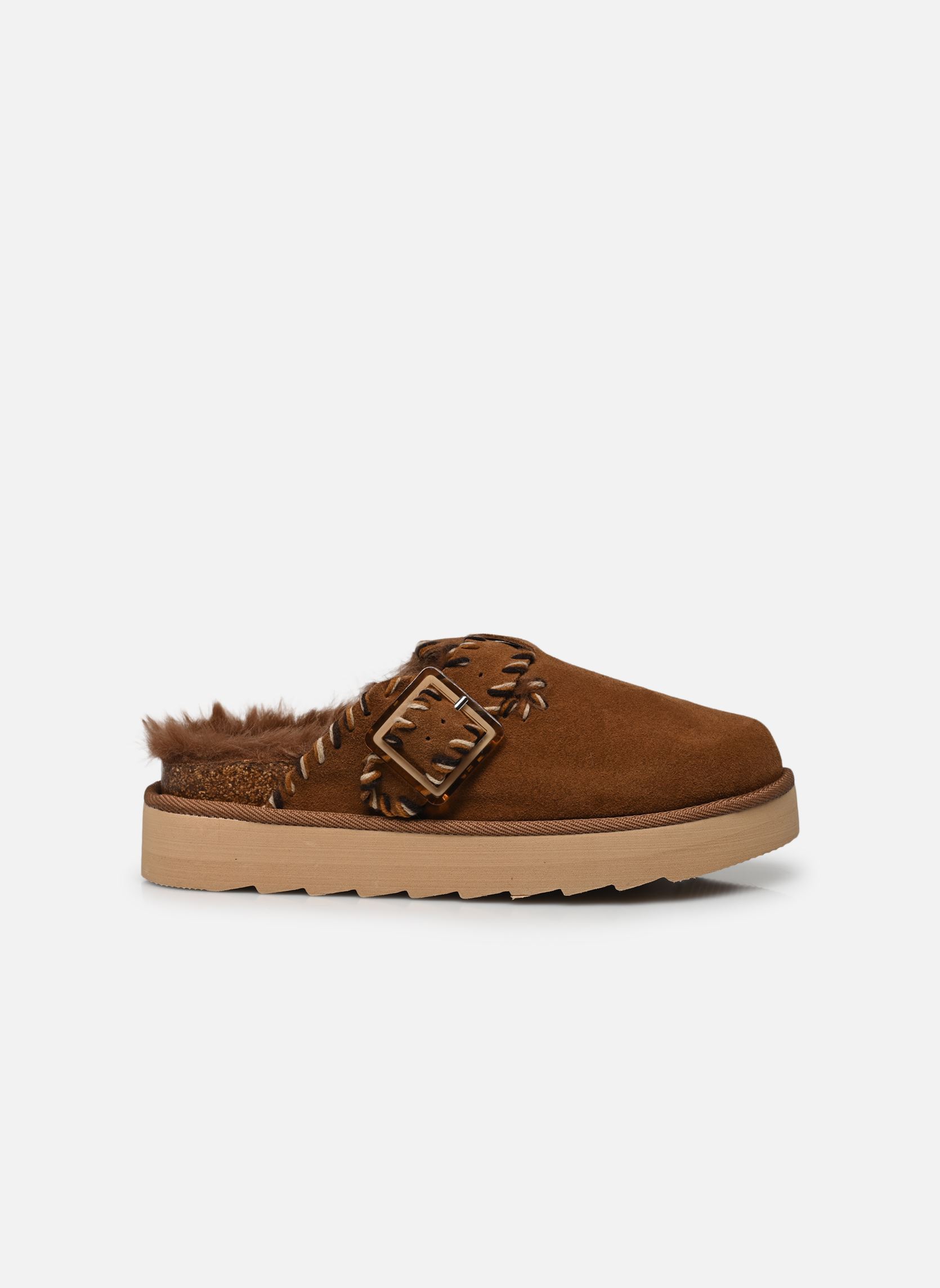 Ciabattine e Sabots Platform sabot wool stitchings donna marrone Colors of California Ciabattine e Sabots Platform sabot wool stitchings donna marrone COGNAC