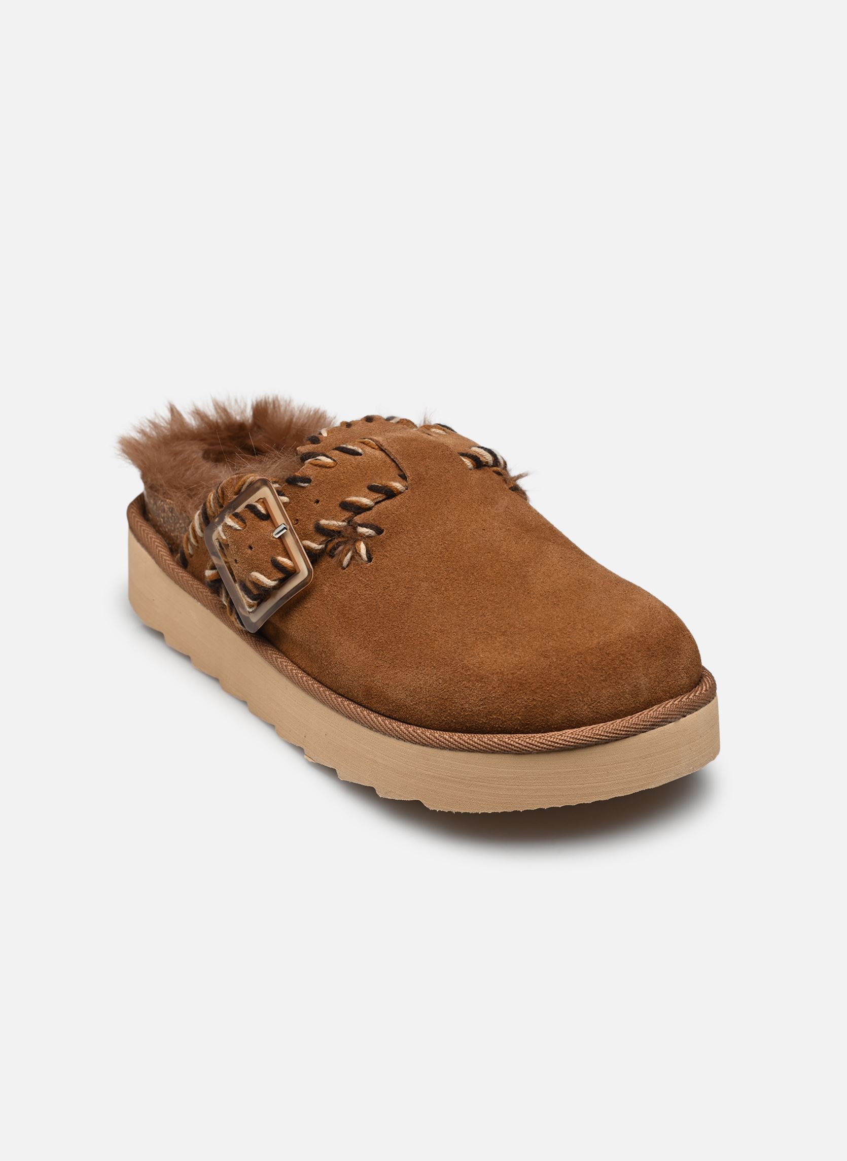 Ciabattine e Sabots Platform sabot wool stitchings donna marrone Colors of California Ciabattine e Sabots Platform sabot wool stitchings donna marrone COGNAC