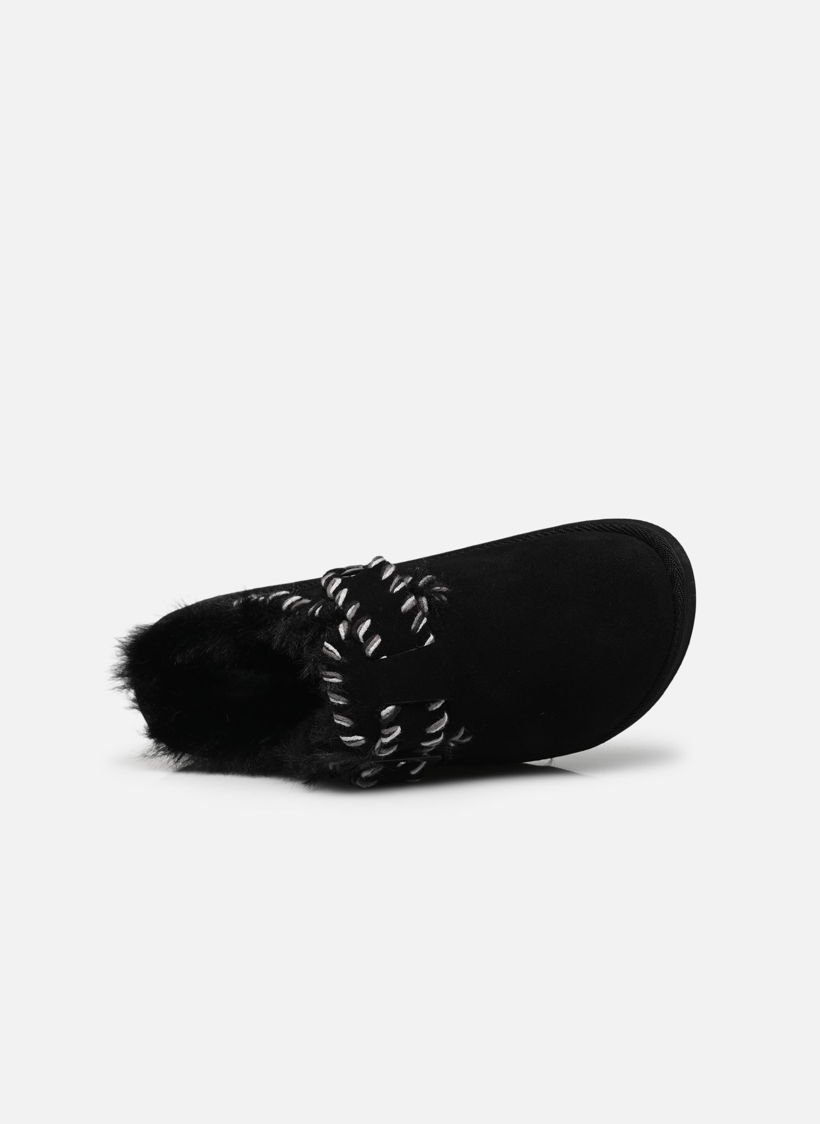 Pantoletten und Clogs Platform sabot wool stitchings damen schwarz Colors of California Pantoletten und Clogs Platform sabot wool stitchings damen schwarz BLACK