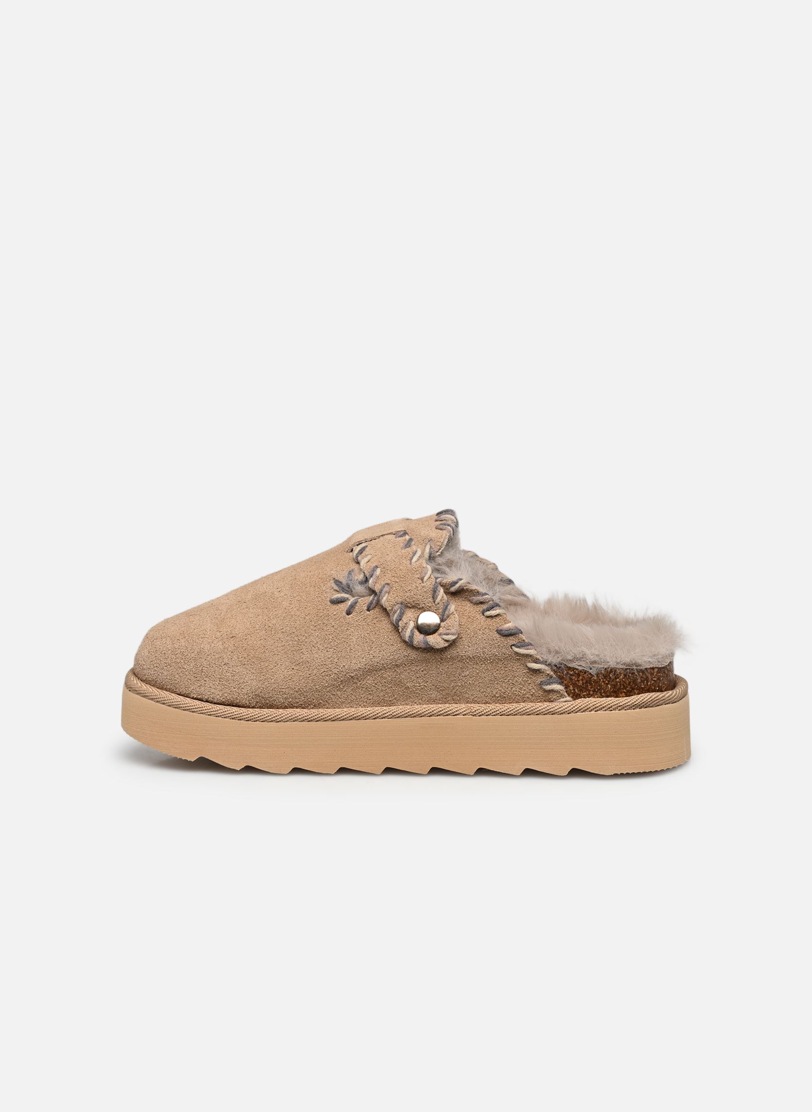 Mules et sabots Platform sabot wool stitchings femme beige Colors of California Mules et sabots Platform sabot wool stitchings femme beige NEW TAN