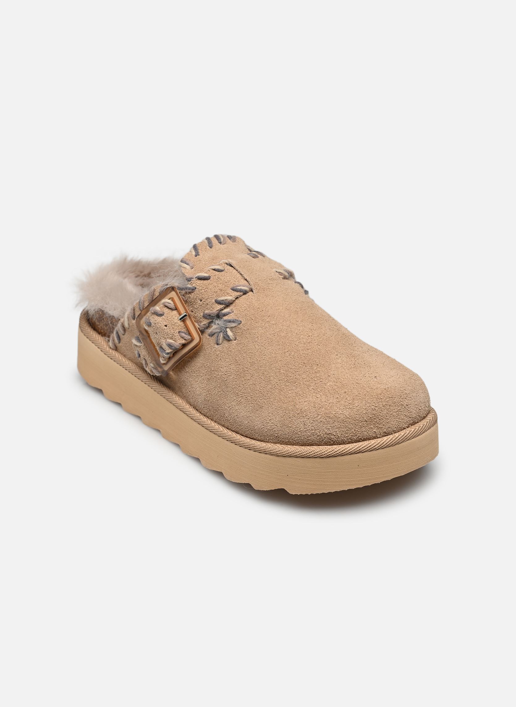 Mules et sabots Platform sabot wool stitchings femme beige Colors of California Mules et sabots Platform sabot wool stitchings femme beige NEW TAN