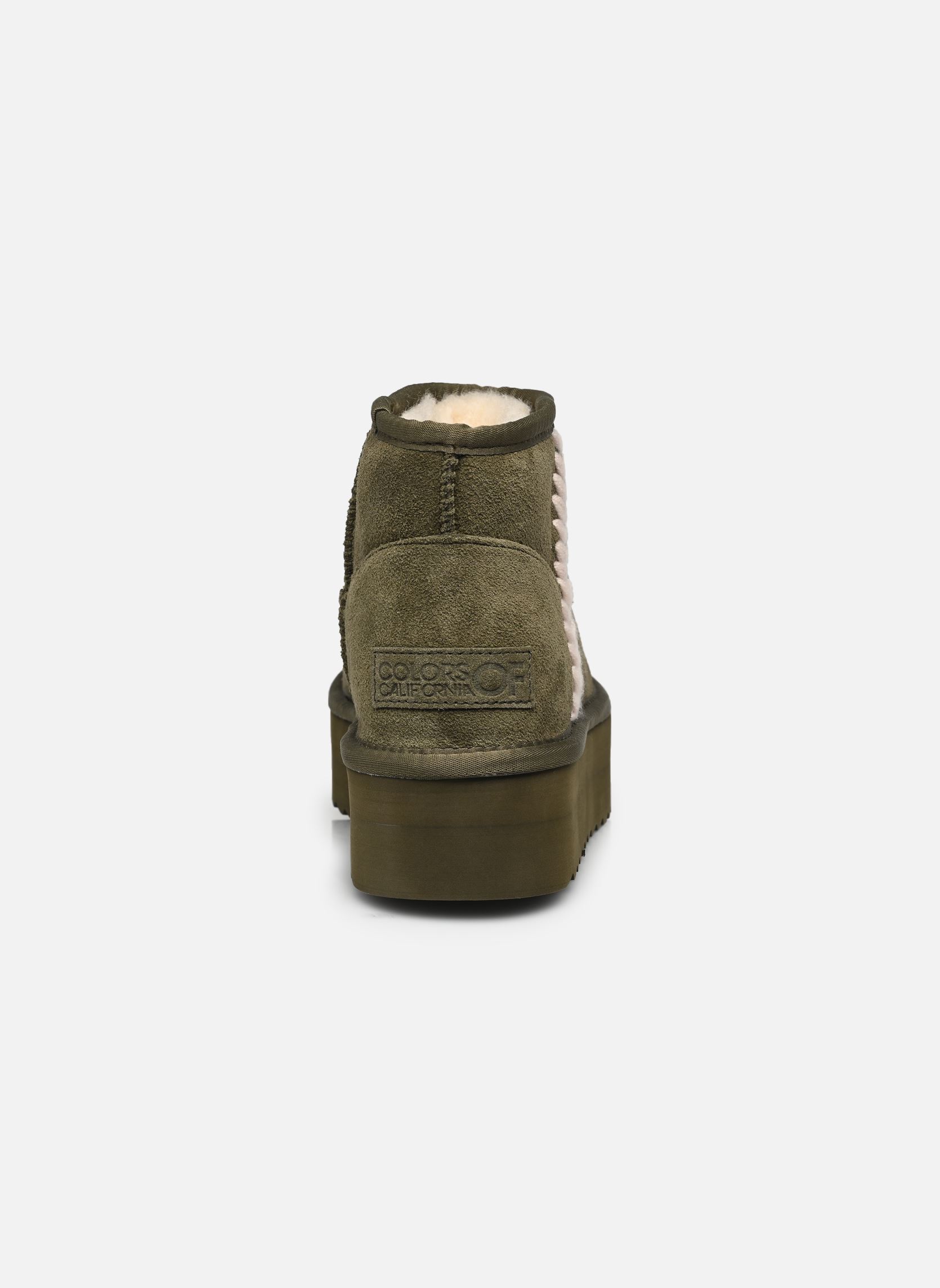 Bottines fourrées Platform boot spike stitching femme vert Colors of California Bottines fourrées Platform boot spike stitching femme vert MILITARY