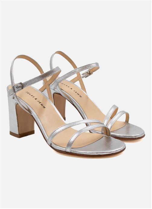 JULES & JENN Sandales Sandales talon épurées cuir métallisé rose femme argent