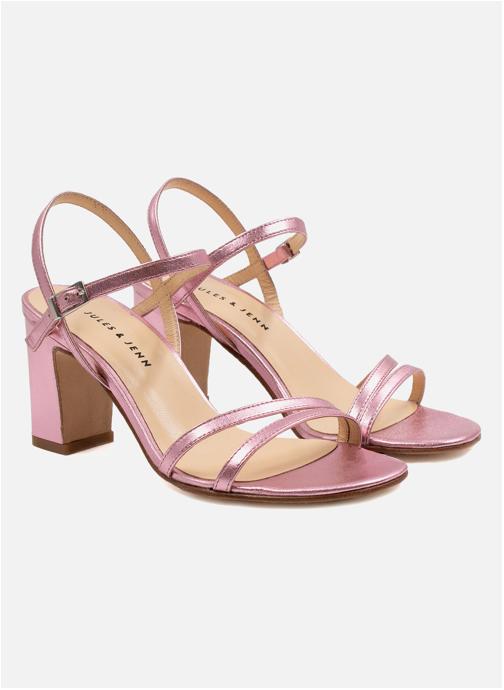 JULES & JENN Sandales Sandales talon épurées cuir métallisé rose femme rose