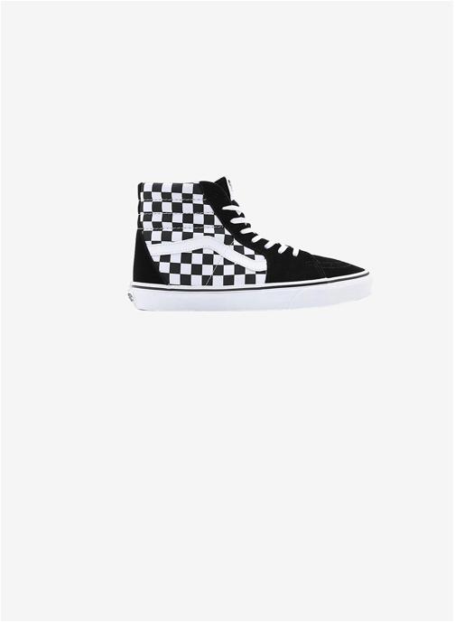 black and white high top checkered vans