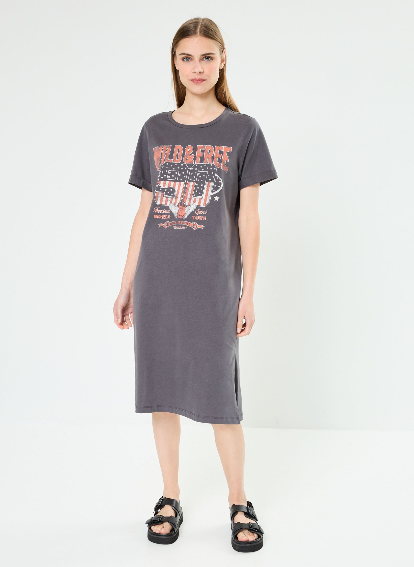 Abiti NMHAZEL S/S T-SHIRT DRESS donna grigio Noisy May Abiti NMHAZEL S/S T-SHIRT DRESS donna grigio Asphalt