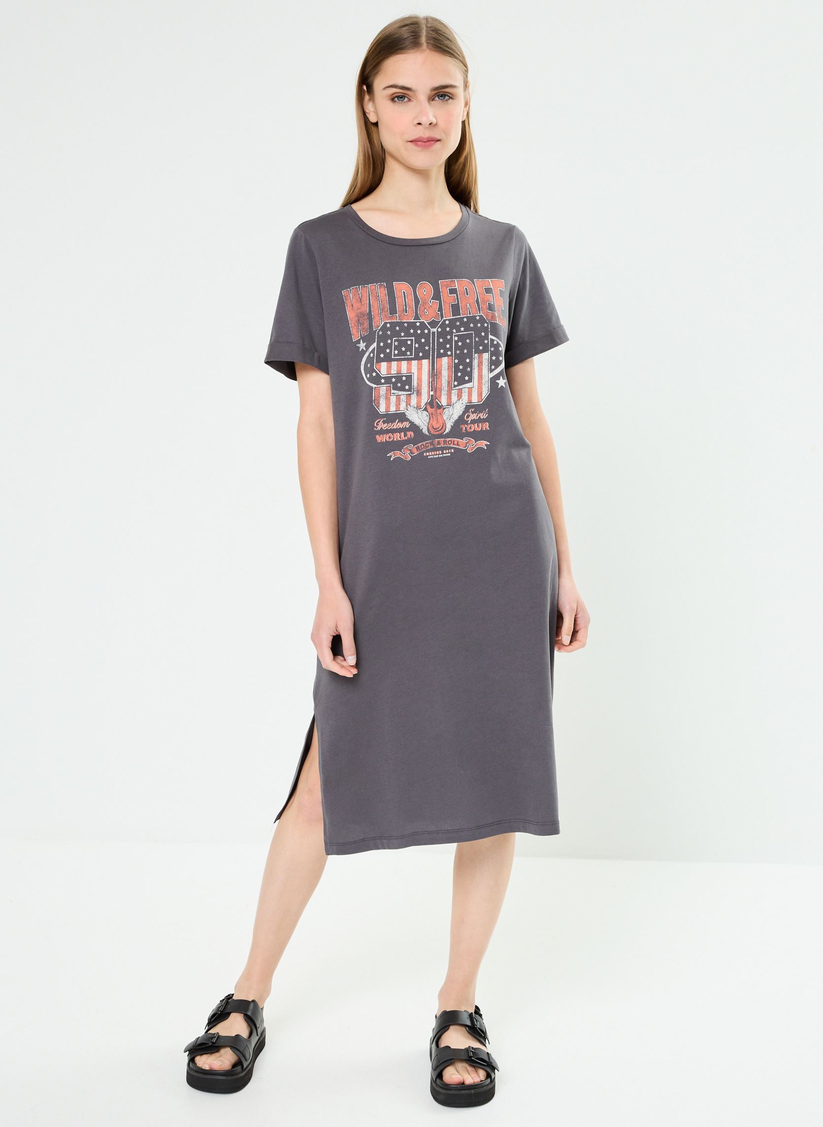 Abiti NMHAZEL S/S T-SHIRT DRESS donna grigio Noisy May Abiti NMHAZEL S/S T-SHIRT DRESS donna grigio Asphalt