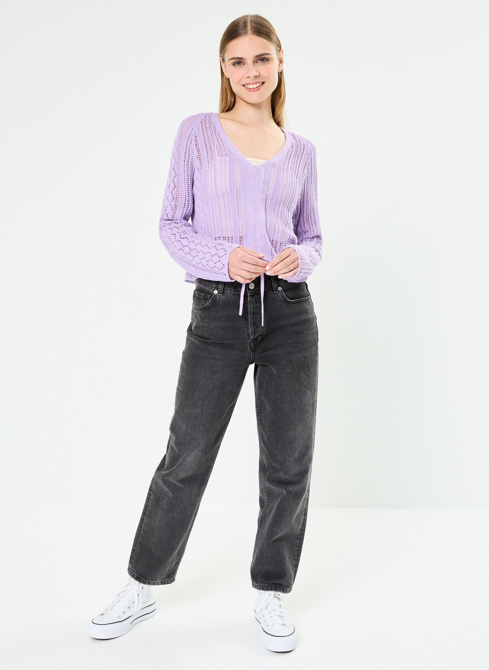 Gilets NMLUNA L/S V-NECK ROUCHING KNIT FWD femme violet Noisy May Gilets NMLUNA L/S V-NECK ROUCHING KNIT FWD femme violet SWEET LAVENDER