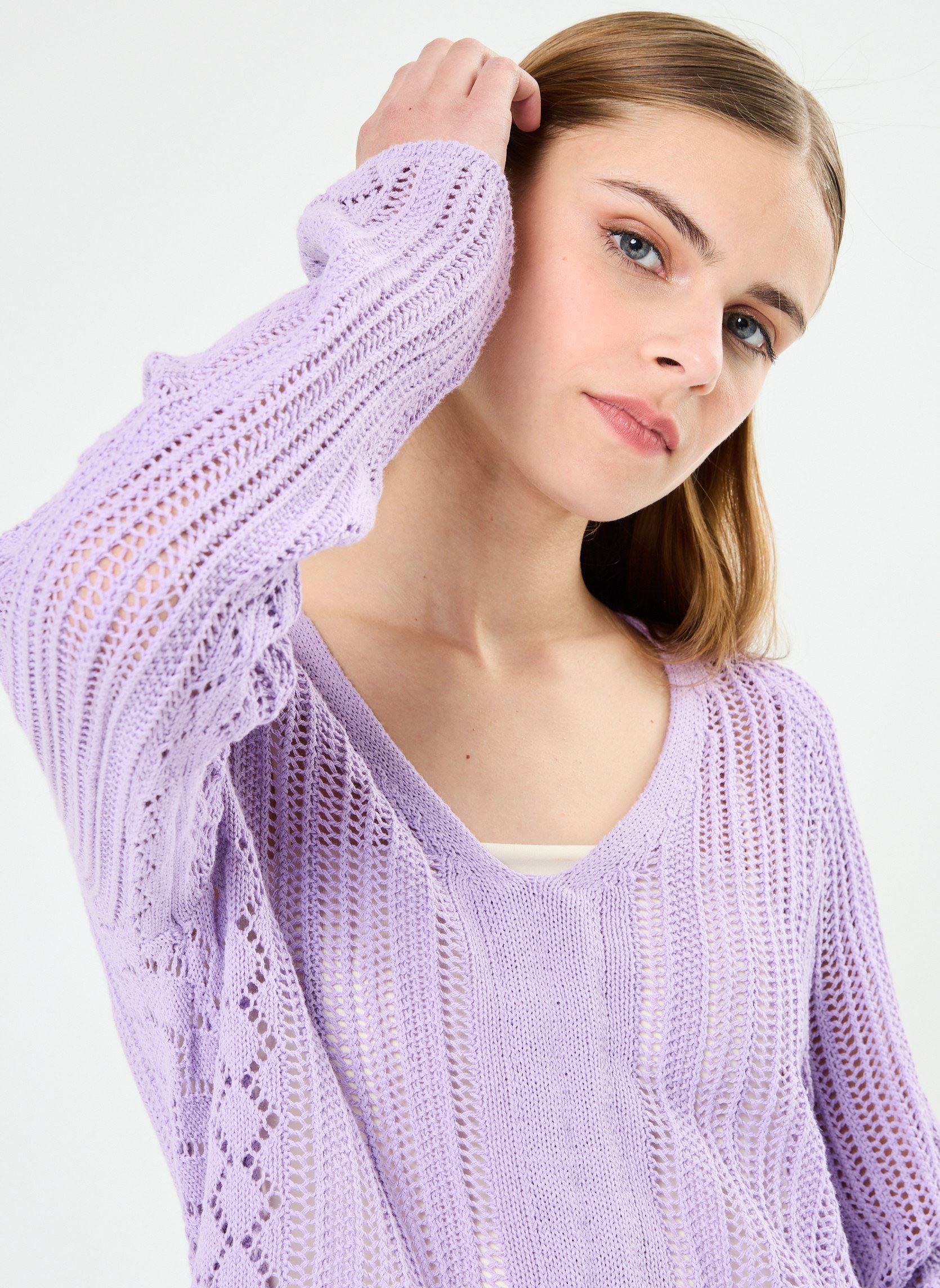 Gilets NMLUNA L/S V-NECK ROUCHING KNIT FWD femme violet Noisy May Gilets NMLUNA L/S V-NECK ROUCHING KNIT FWD femme violet SWEET LAVENDER