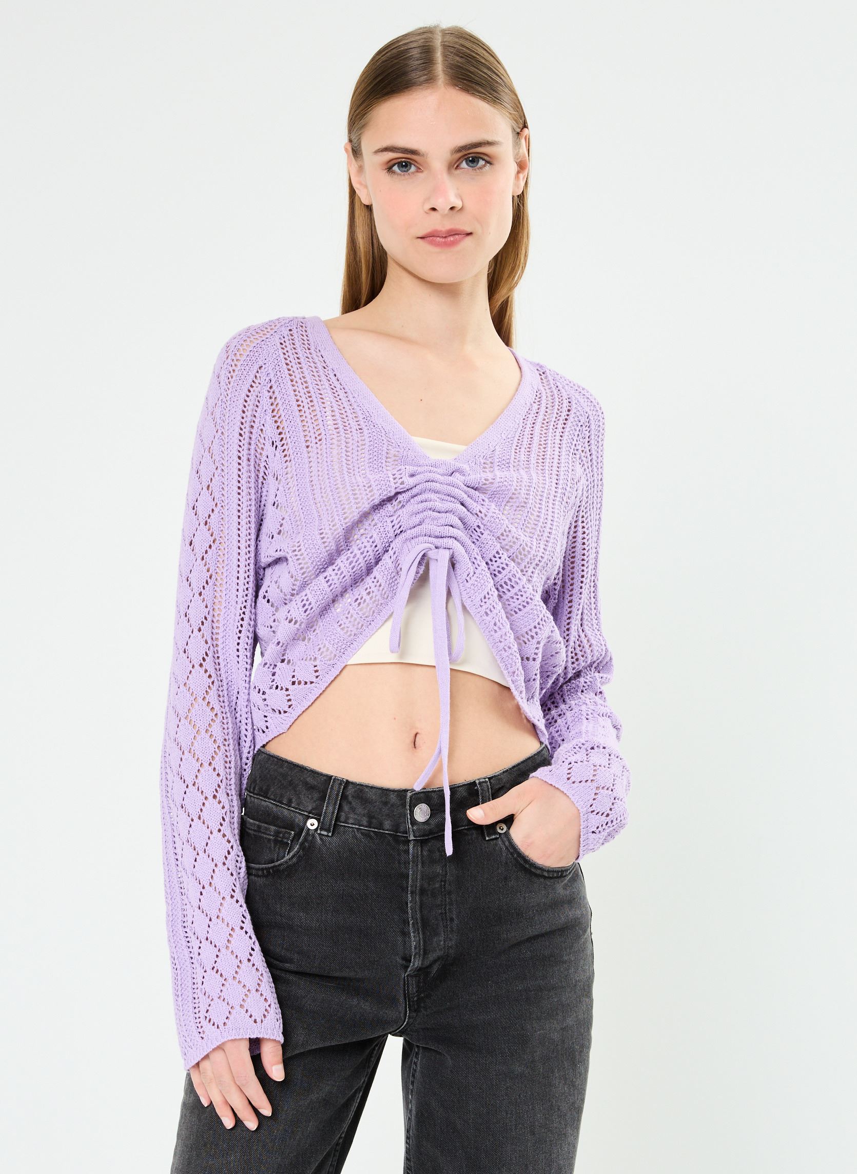 Gilets NMLUNA L/S V-NECK ROUCHING KNIT FWD femme violet Noisy May Gilets NMLUNA L/S V-NECK ROUCHING KNIT FWD femme violet SWEET LAVENDER